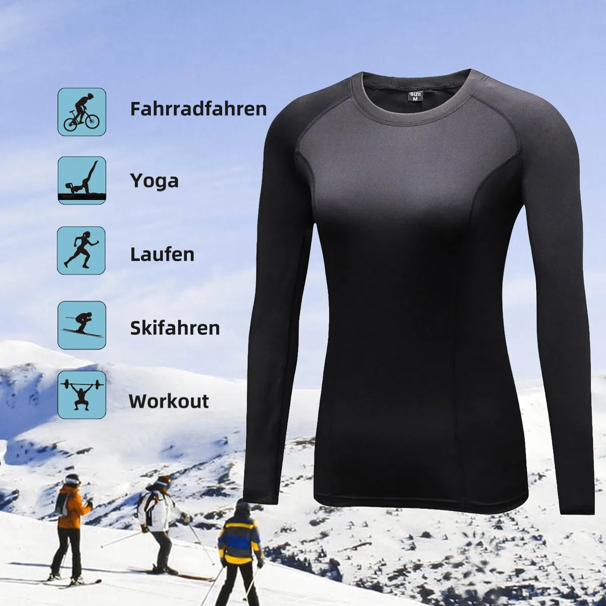 Thermounterwäsche Damen Extra Warm Daumenlöcher Thermo Skiunterwäsche Damen Oberteile Innenfleece Weich Frauen Ski Unterwäsche Gym Sport Wandern Funktionsunterwäsche