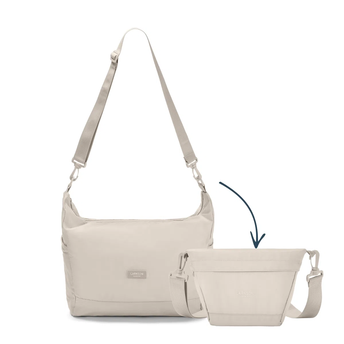 LARKSON Shopper Tasche Damen & Herren - Olea - Faltbare Schultertasche mit Reißverschluss - Foldable Shopping Bag - 14 Liter - Faltbar zu Crossbody Bag - Leicht