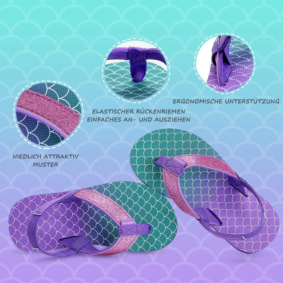 WateLves Flip Flops Kinder Badelatschen Kinder Sommer Zehentrenner Strand Sandalen MäDchen Jungen Unisex
