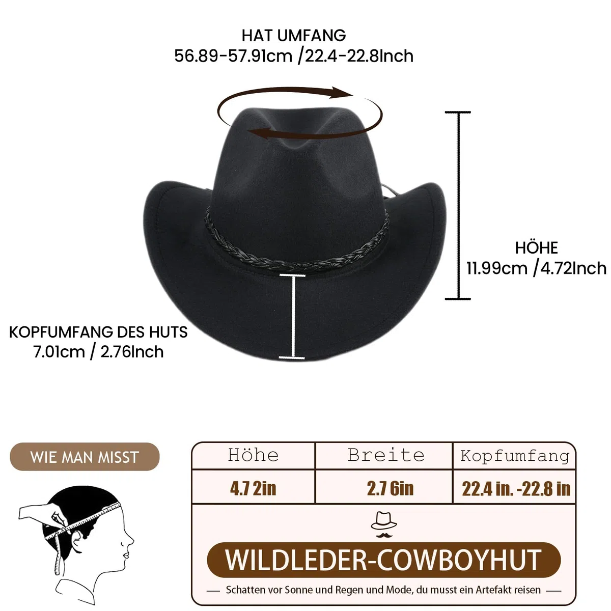 Classic Cowboy Hat for Men and Women Wide Brim Fedora with Strap Timeless Cowboy Accessories for Women Perfect Cowgirl Hat Costume Essential Black