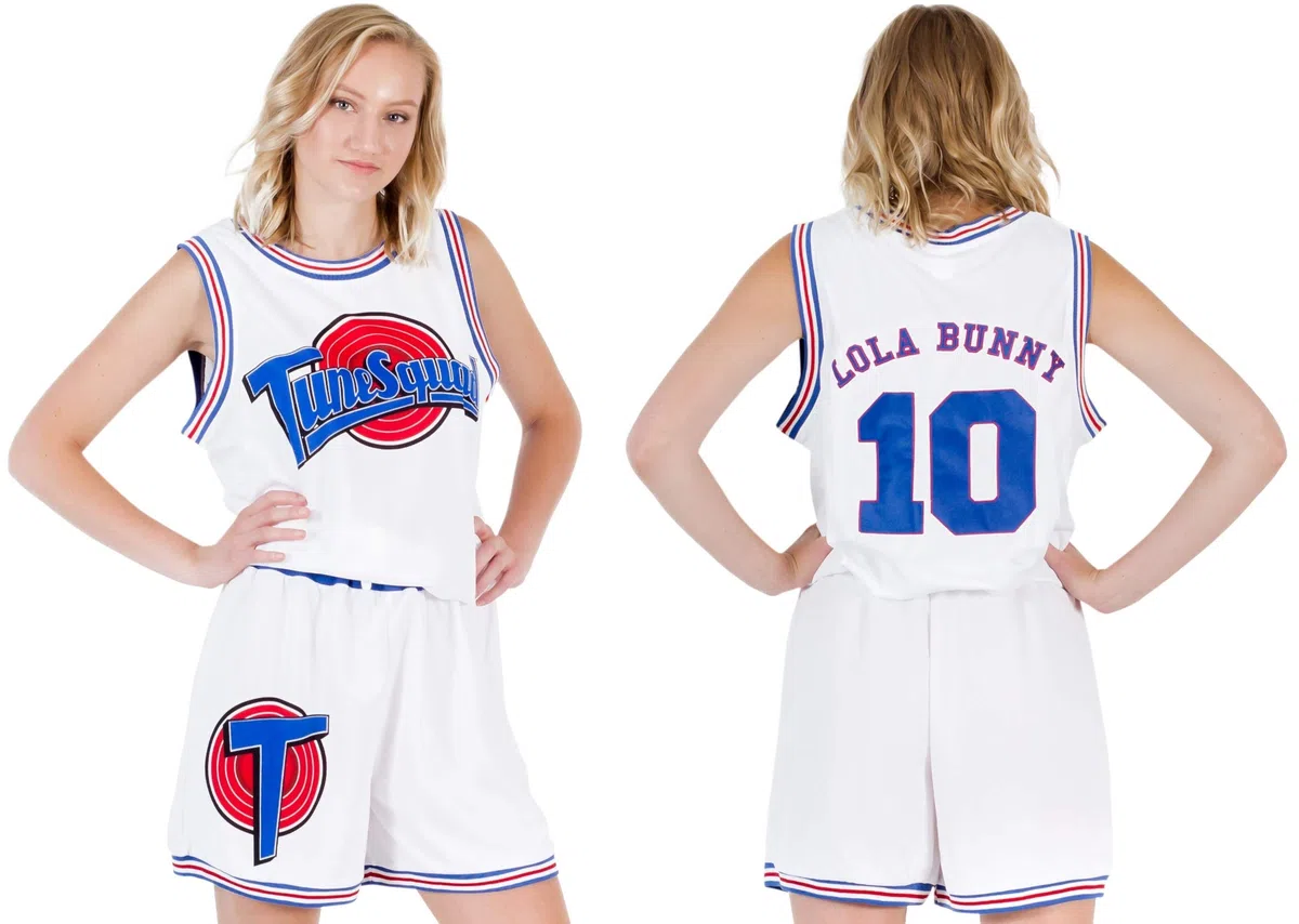 Freeze Space Jam Tune Squad Logo Lola Bunny #10 White Basketball Jersey