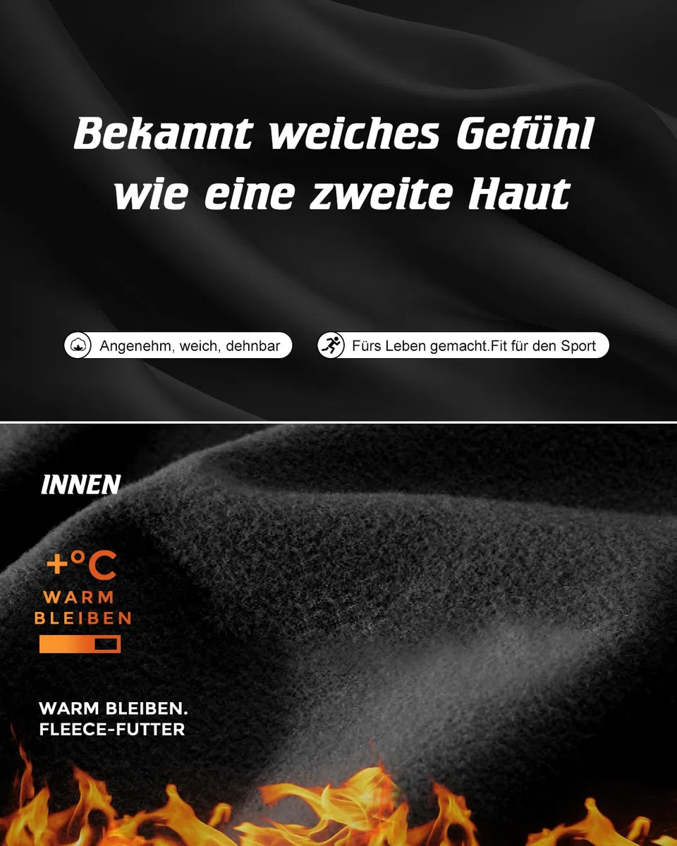 romision Thermounterwäsche Herren Funktionsunterwäsche Skiunterwäsche Atmungsaktiv Thermoaktiv Innenfleece Weich Thermo Unterwäsche 1/2er Set