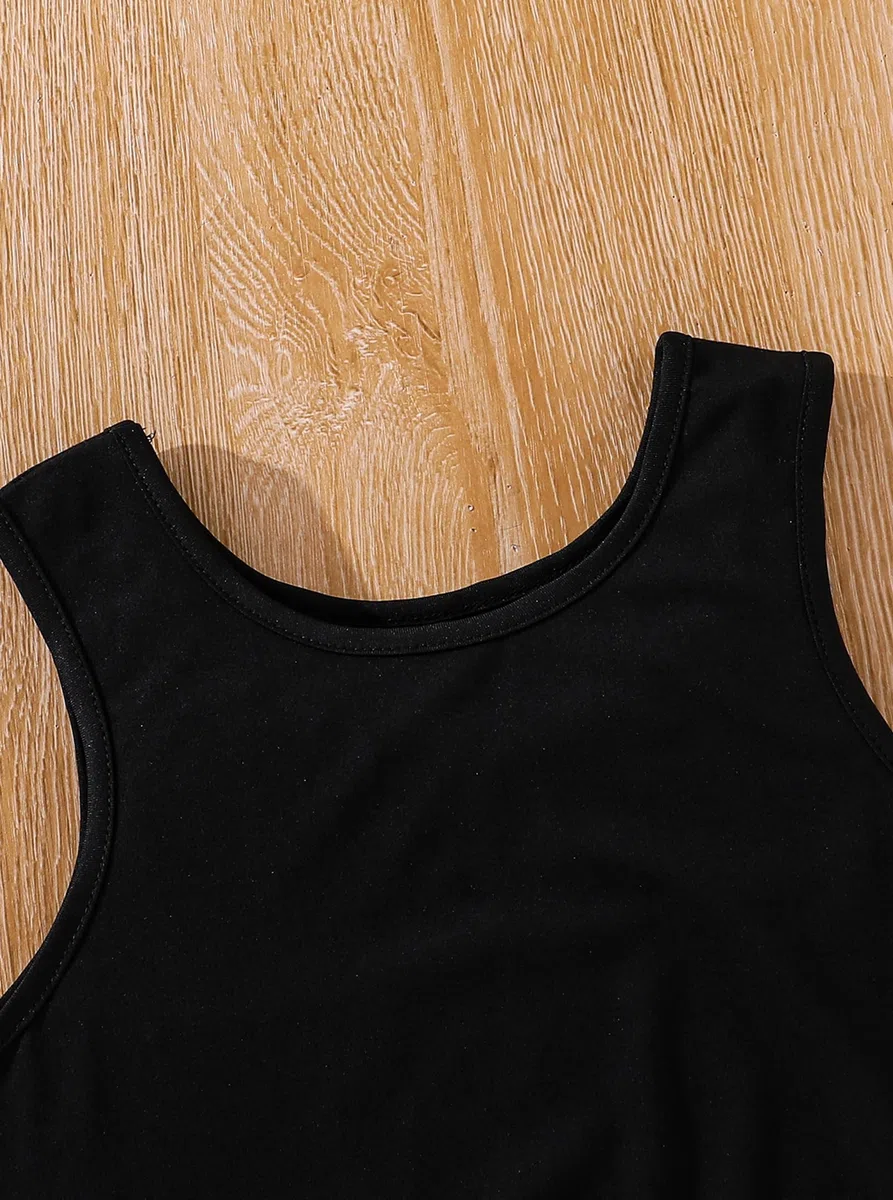 Hilinker 3-teiliges Outfit für Mädchen mit Kapuze, bauchfreies Tanktop und Sweatpants