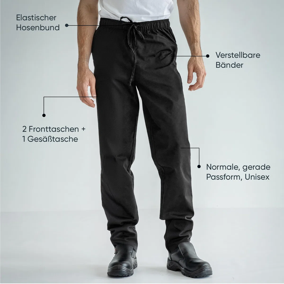 PALLTEX Carlo Kochhose Herren Kochhose Herren Kochhosen für Männer und Damen Bäckerhose mit elastischer Bund mit ​Tunnelzug XS - 5XL