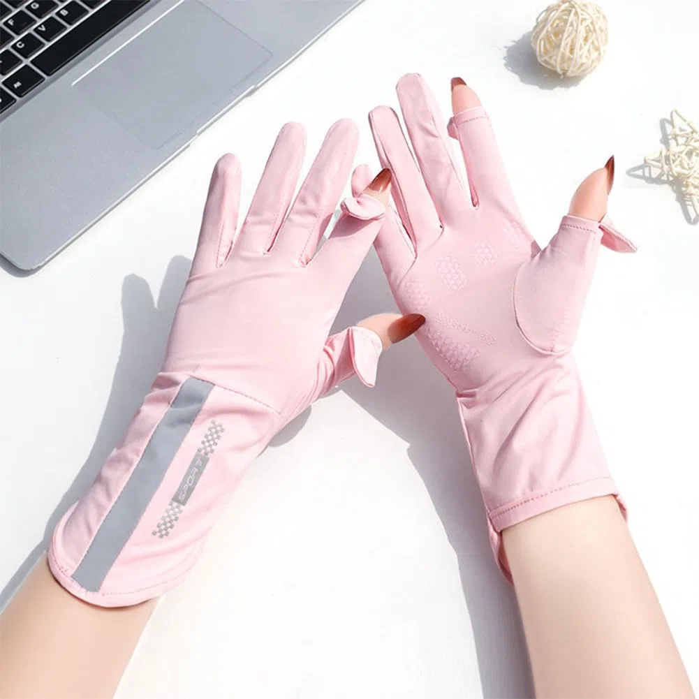 Damen UV Sonnenschutz Handschuhe Vollfinger Touchscreen rutschfeste Fahrradhandschuhe Sommer Dünne Sonnenhandschuhe für Outdoor Fahren Golf Angeln