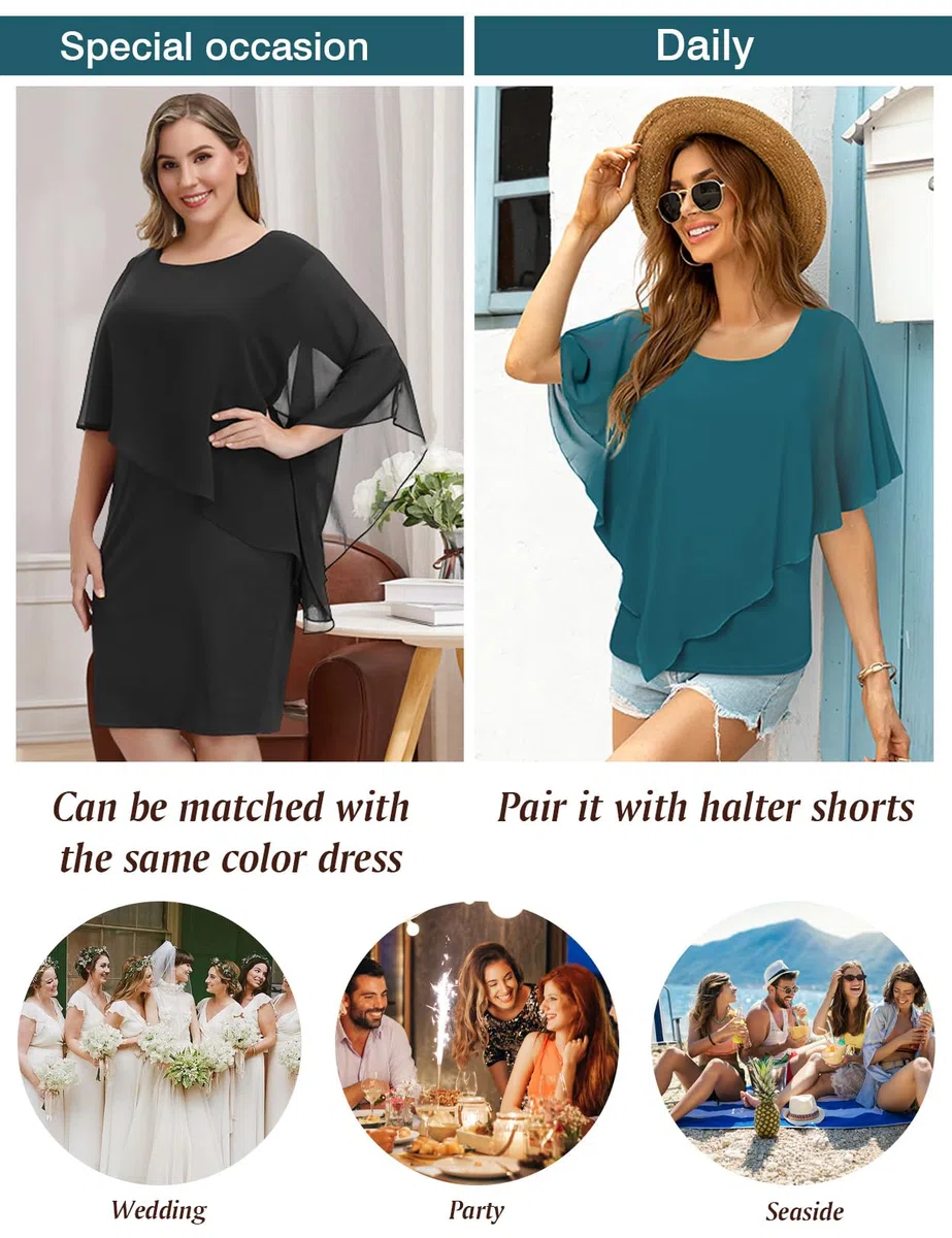 BEAUTELICATE Damen Chiffon Schal Stola Eleganten Cape Umhang für Braut Sommer Hochzeits Festliche Abendkleid