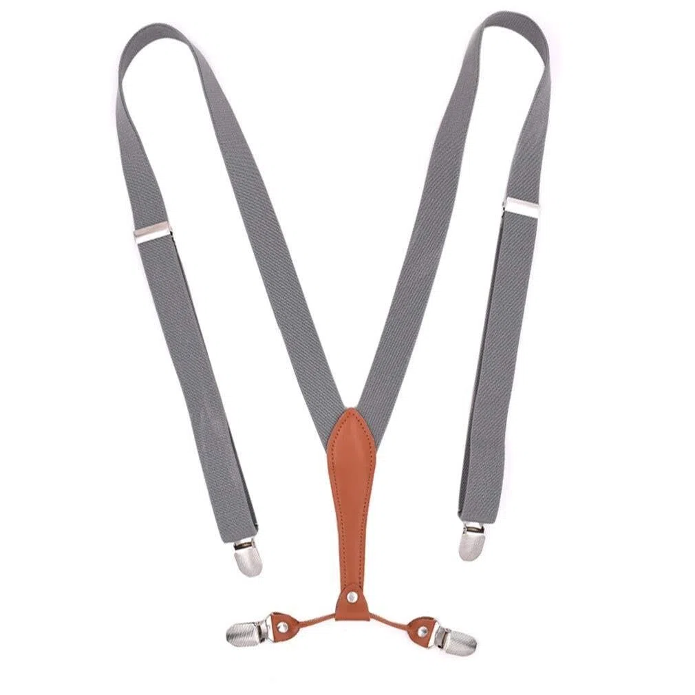 Elastische Hosenträger for Damen, dünner Y-Rücken, schmale Hosenträger mit 4 Clips for Damen(grau)