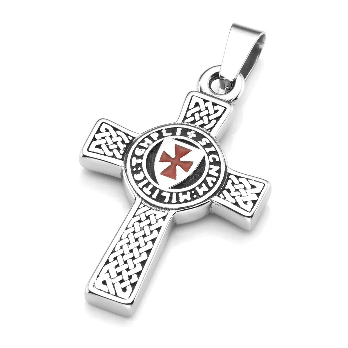 Zysta Herren Damen Edelstahl Tempelritter Schmuck - Keltisches Kreuz Anhänger Kette Keltischer Knoten Halskette Malta Kreuz Kette Amulett MIT 24" Kette Punk Biker für Geschenk