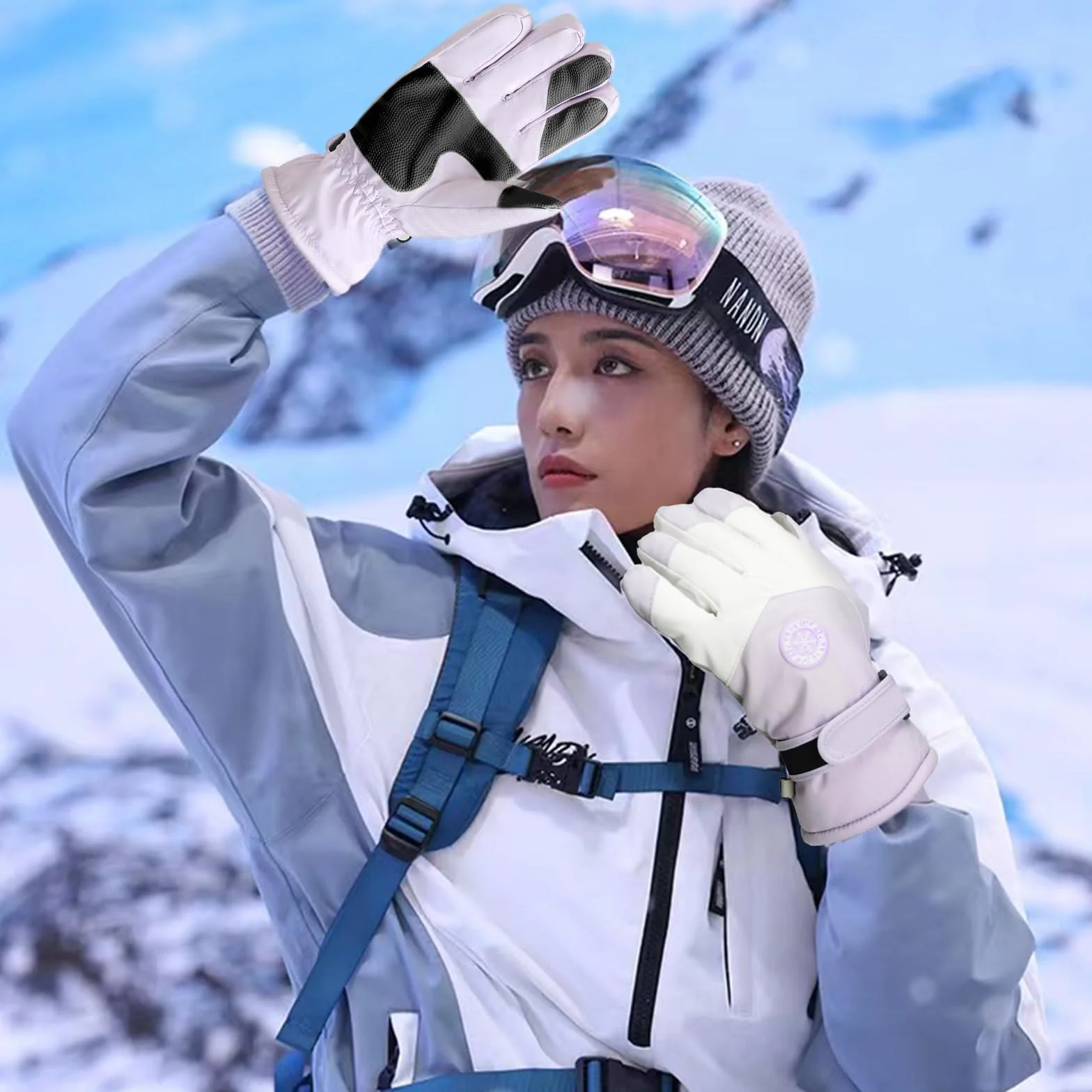 GEEKEO Winter Handschuhe Damen - Wasserdichte Warme Ski Thermo Touchscreen Handschuhe, Winddicht für Fahrrad, Snowboard, Reiten, Eislaufen und Schnee