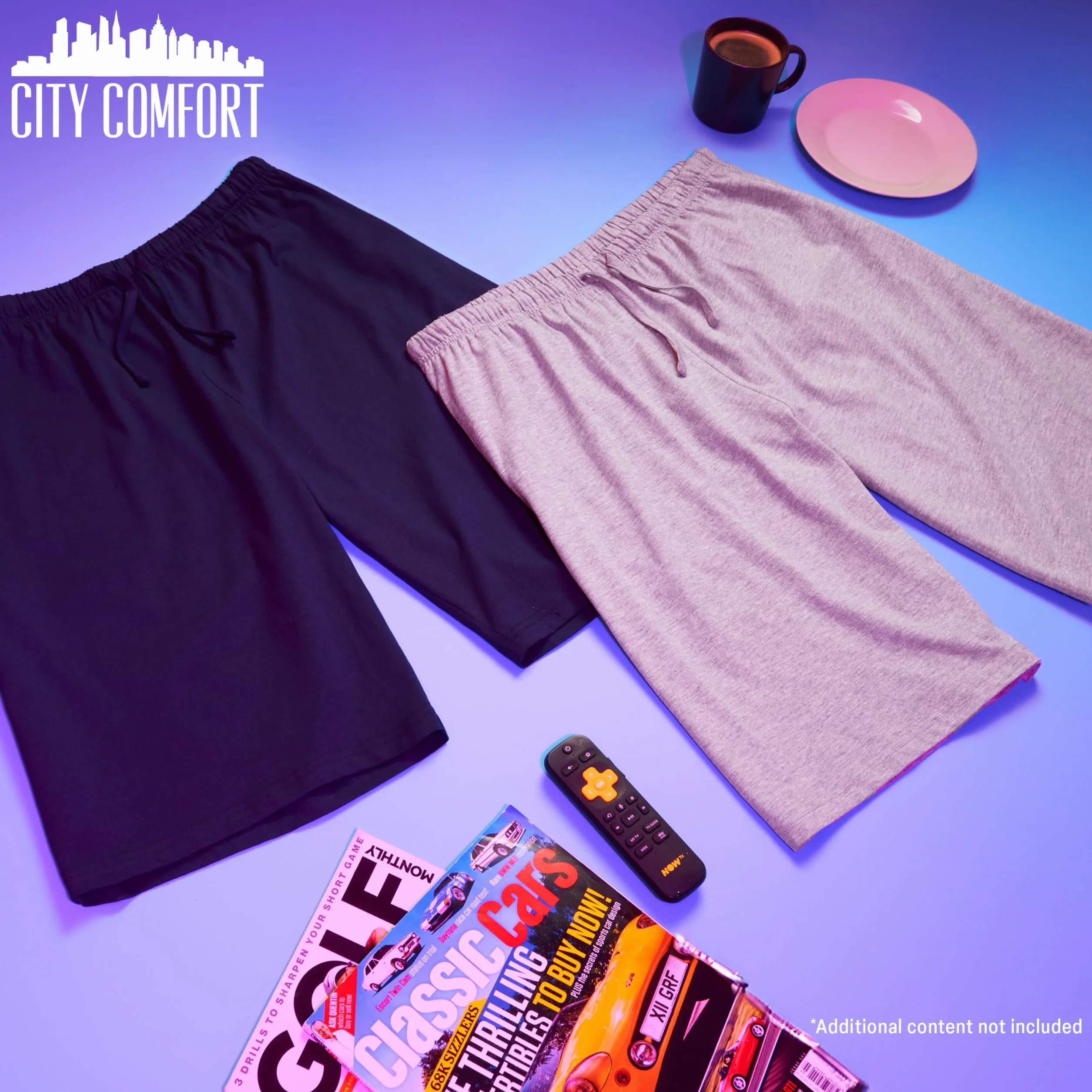 CityComfort Schlafanzug Herren Kurz M-4XL, 2er Pack Pyjama Shorts Herren Sommer mit Gummizug und Taschen, Freizeithose Loungewear, Geschenke für Männer