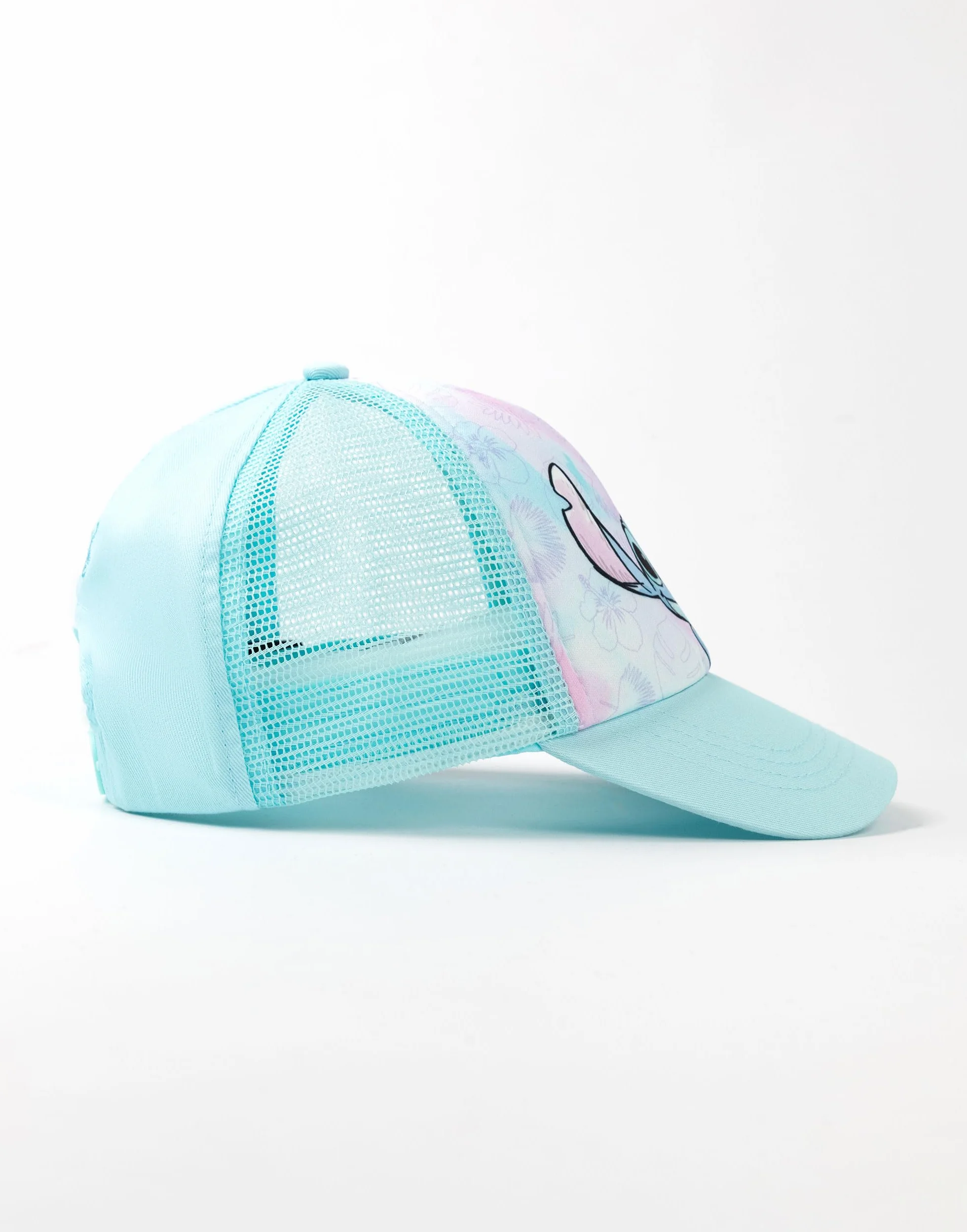 Disney Lilo & Stitch Baseballkappe für Mädchen, verstellbar, Hellblau, Freizeitkleidung, Mütze mit Stichgrafik, Stitch Merch, Netz-Sonnenschutz, gebogener Schirmmütze, Charakter-Accessoire für Kinder