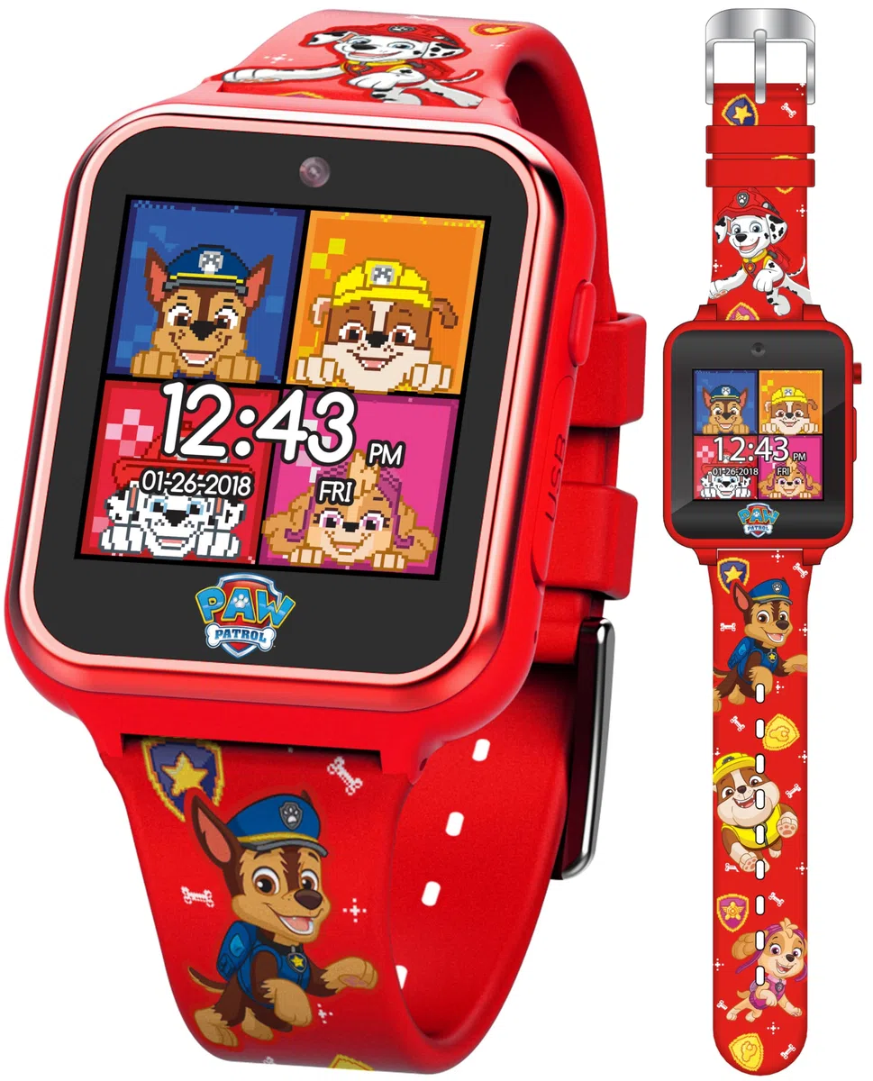 Accutime PAW4275 Kinder Smartwatch Paw Patrol, Kinderuhr mit Selfie Kamera, Foto & Video, Stoppuhr, 6 Spiele, 3 Hintergründe, 10 Zifferblätter, Diktiergerät, Fitness Tracker Uhr, Wecker, Rot