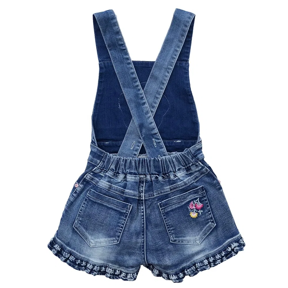Pecolate 3-8Jahre Mädchen Overall Strampler Pailletten Elastisch Denim Latzhose Overalls Floret Stickerei Hosenträger Shorts Jeanshose