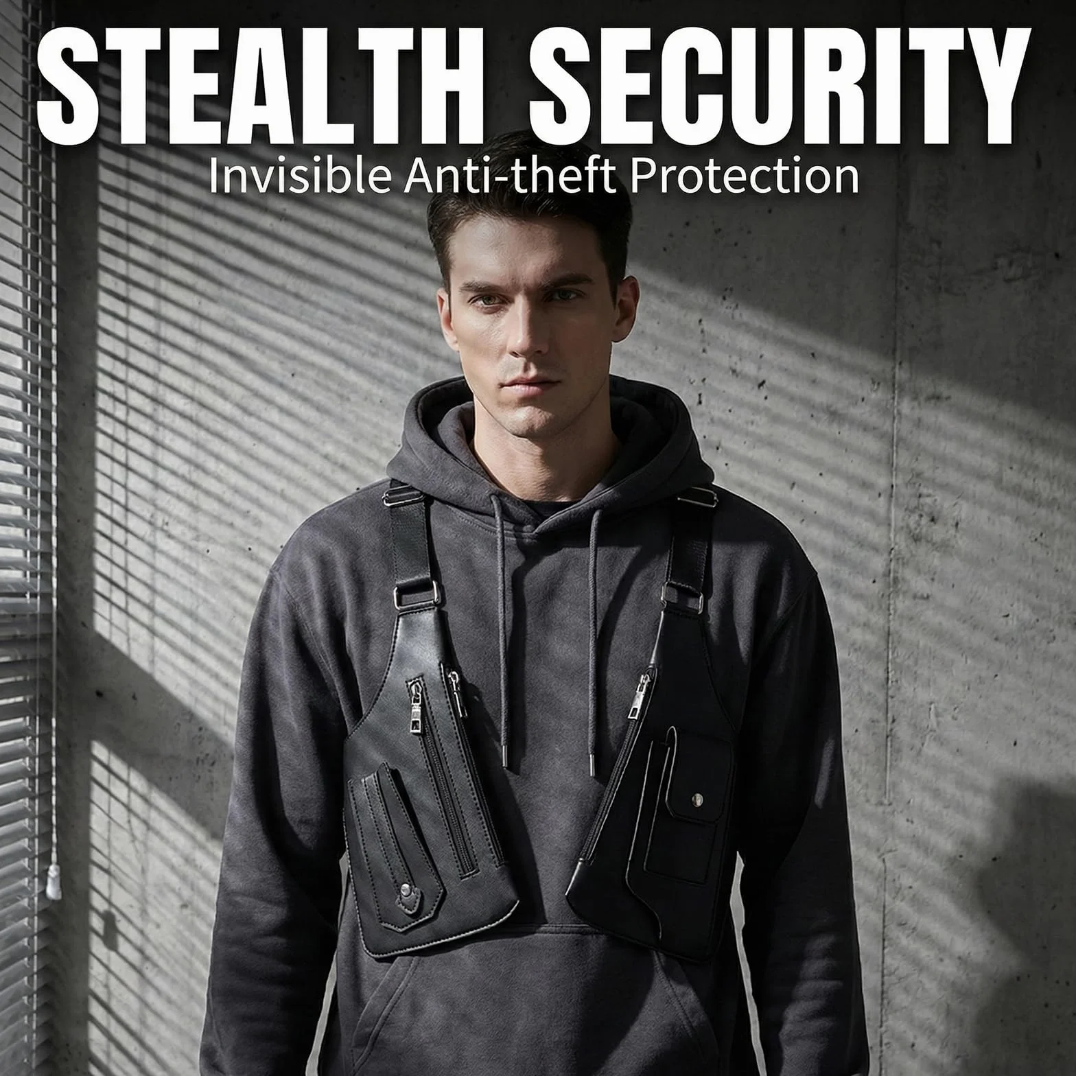 Shoulder Bag Men, Leder Umhängetasche & Diebstahlsichere Unterarmtasche