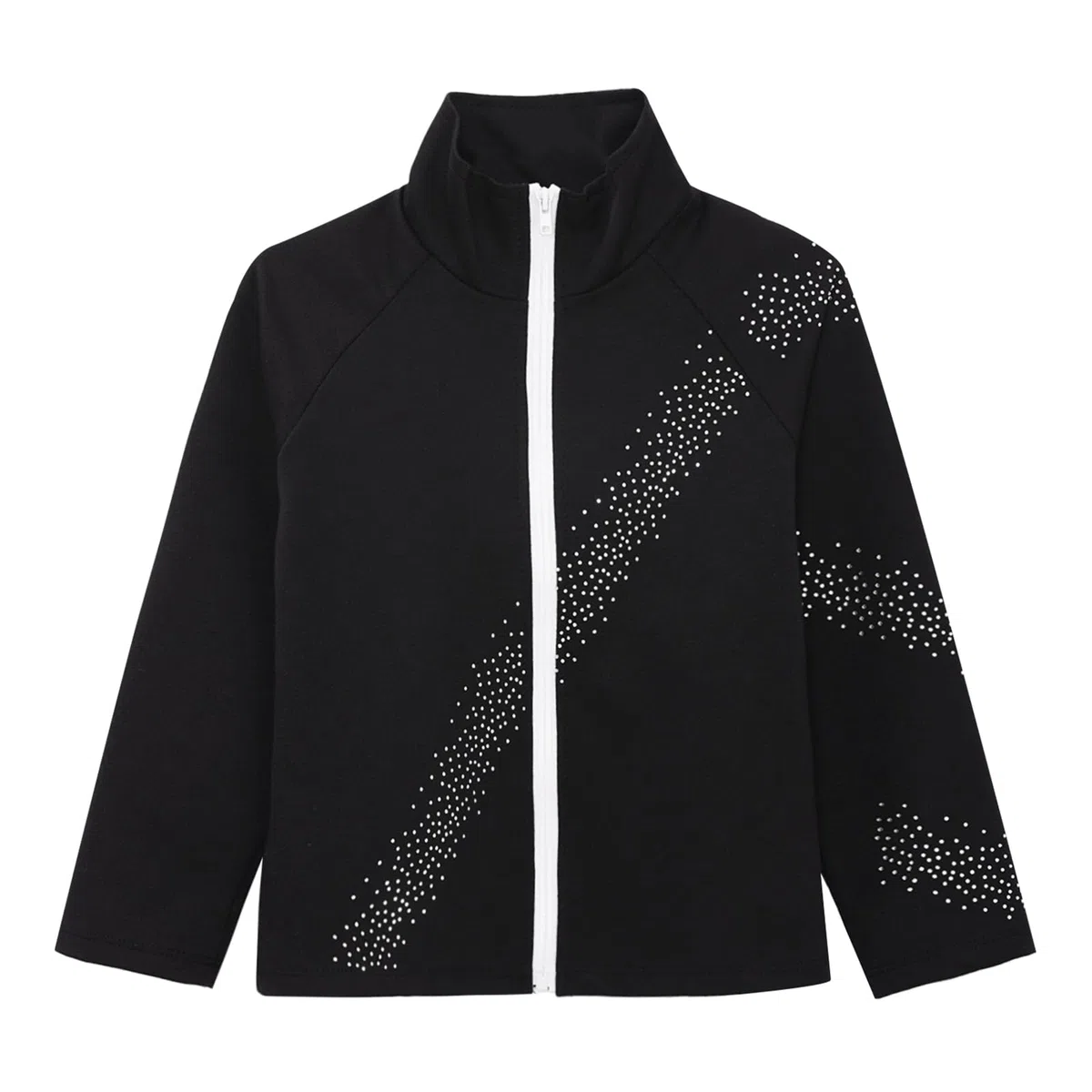 iiniim Mädchen Eiskunstlauf Jacke Sweatjacke Sport Jacke mit Strass Trainingsjacke Mantel Oberteile Eislaufen Training Wettbewerb Tanzkostüm
