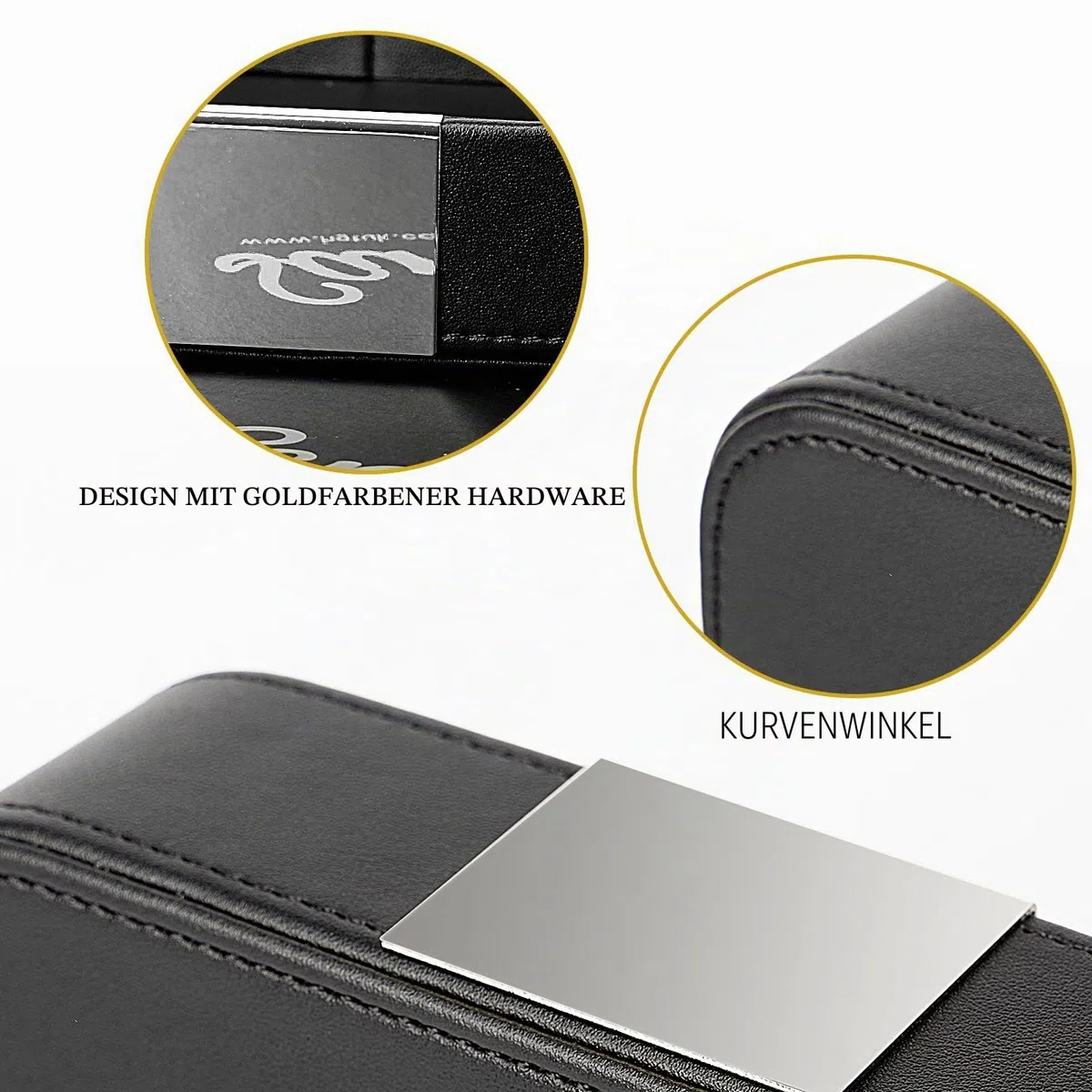SANZIE Luxuriöses Lederschale Schlüsselschale Aufbewahrung Schlüsselablage Organizer Ablage Tablett Schale für Schlüssel, Flur zu halten Schmuck, Uhren, Brieftasche (Metallversilbert, Schwarz)