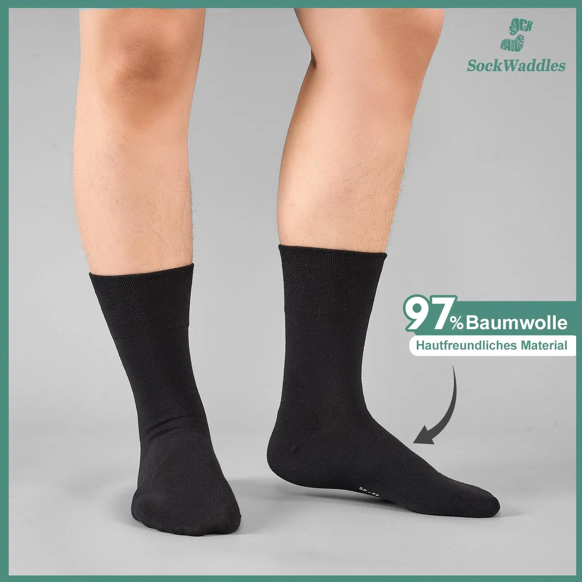 SockWaddles 6 Paar Diabetikersocken ohne Gummibund & ohne Naht 97% Baumwolle, Diabetiker Socken mit Komfortbund Hautfreundlich & Atmungsaktiv baumwollsocken für Damen Herren