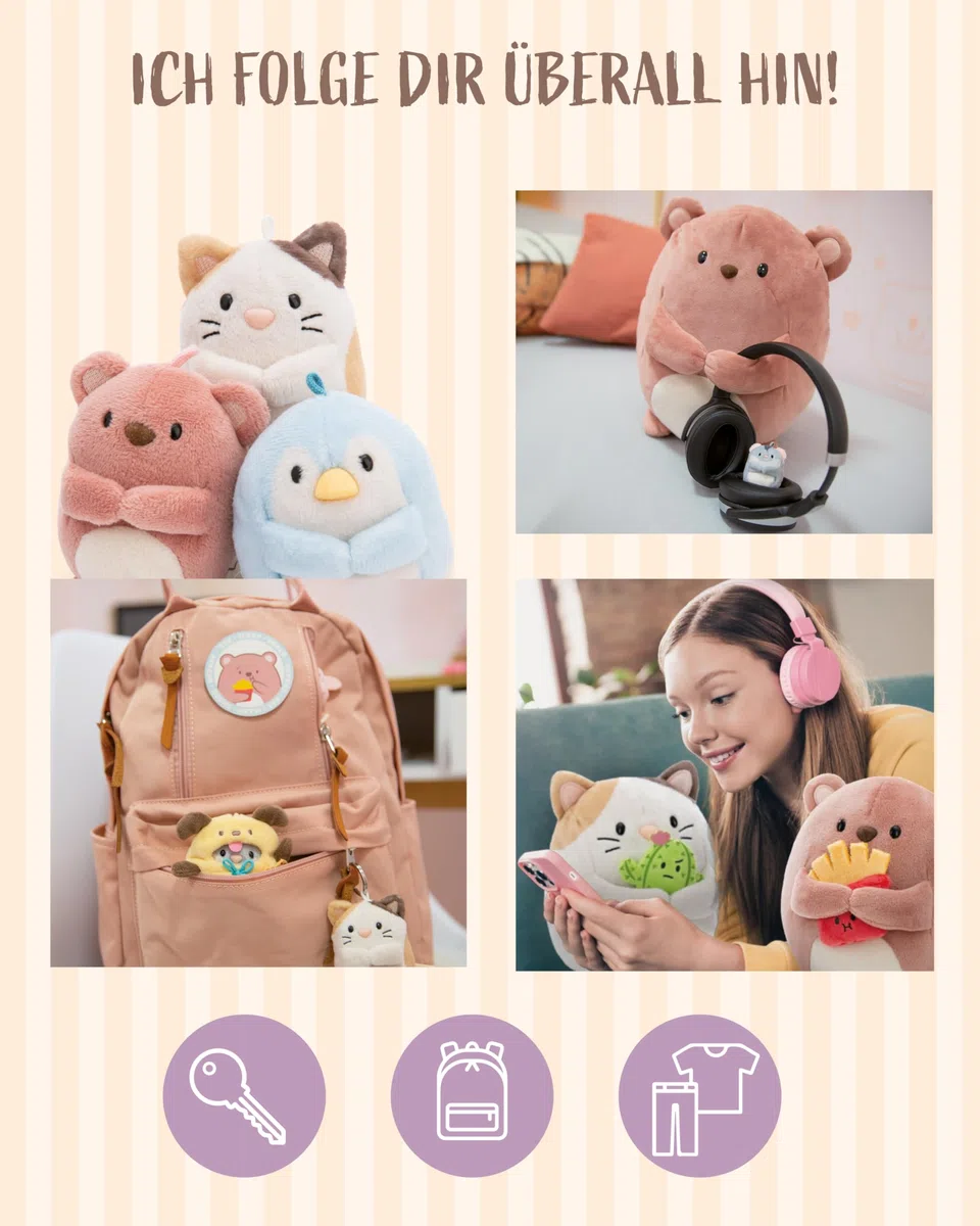 NICI mymochi Tasche & Rucksack für Kinder & Kuscheltierliebhaber, Niedliche Umhängetasche oder Kinderrucksack in süßem Kuscheltier-Design & mit verstellbarem Schultergurt