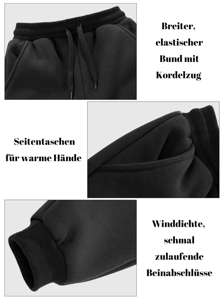 Ruisita Jungen Mädchen Sherpa-Fleece-gefütterte Jogginghose Winter Warme Sporthose Weiche Baumwolle Basic Hose mit Taschen für Kinder