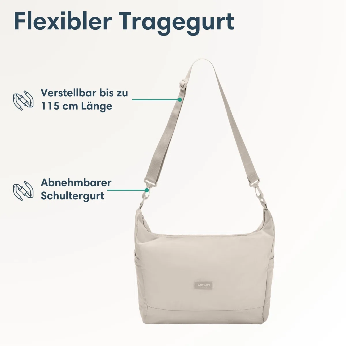 LARKSON Shopper Tasche Damen & Herren - Olea - Faltbare Schultertasche mit Reißverschluss - Foldable Shopping Bag - 14 Liter - Faltbar zu Crossbody Bag - Leicht