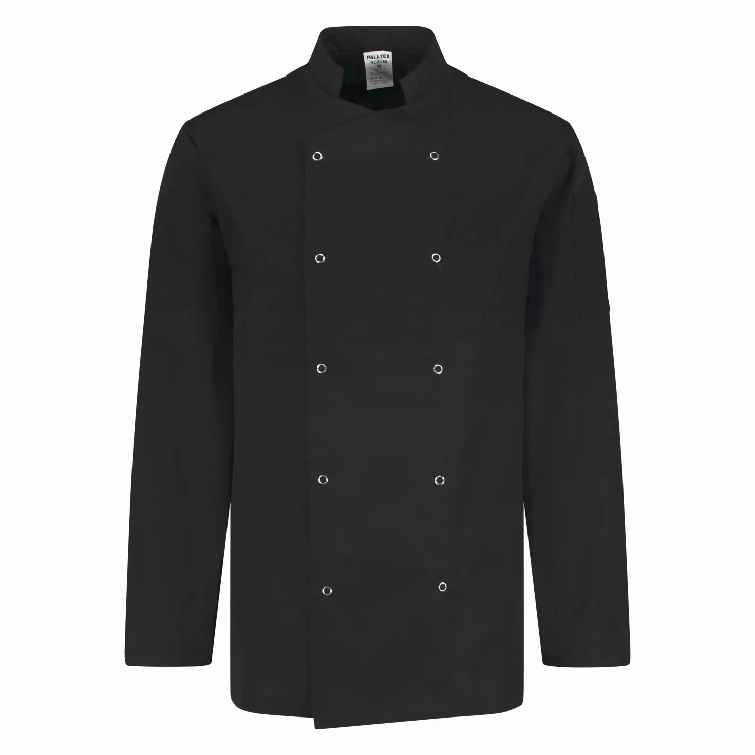 PALLTEX Nozomi LS Kochjacke Unisex Kochjacke Damen Kochjacke Herren Schwarz/Weiss Kochkleidung Professional Chef Uniform Langarm