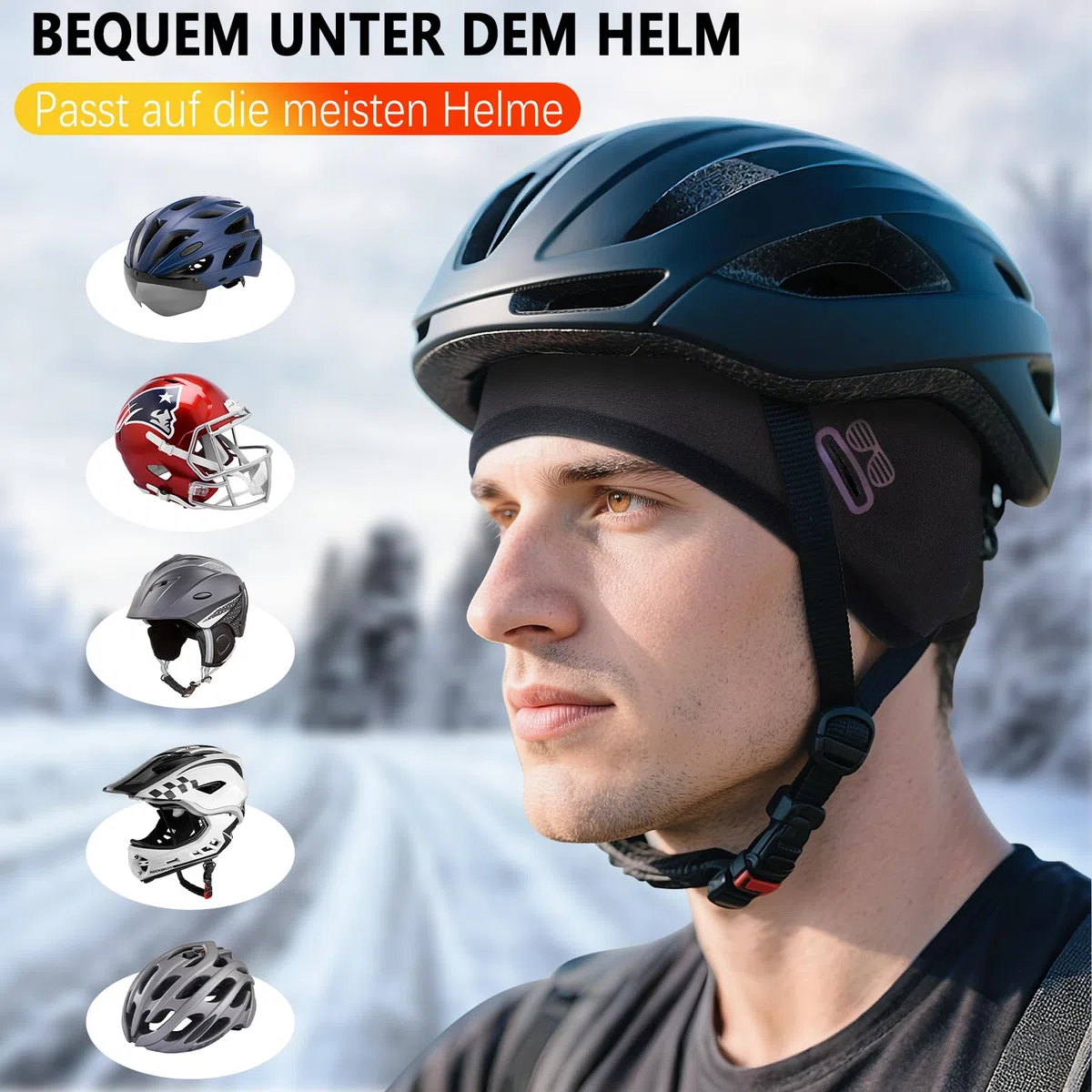 HASAGEI Fahrrad Mütze Winddicht Bike Warm Cap Helm-Unterziehmütze für Herren Damen Thermal Atmungsaktive Motorradfahren Radsport-mützen Kletterhelm Skull Cap