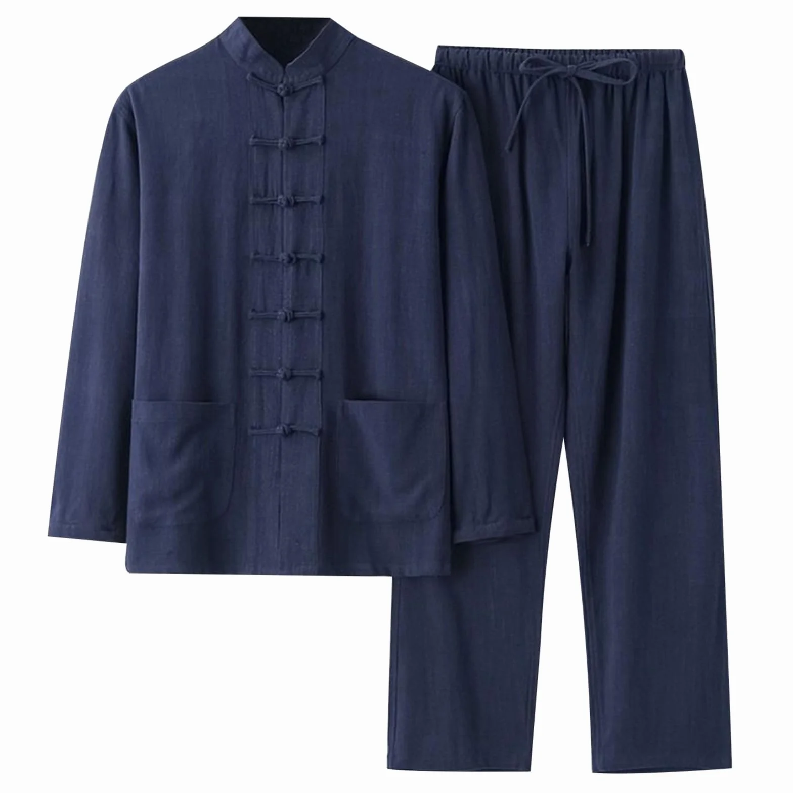 Herren Tangzhuang Anzug Chinesischer Stil - Leinen-Baumwolle Langärmelig Hemd + Hose | Lockerer Schnitt für Tai Chi Kung Fu Freizeit Frühling Herbst