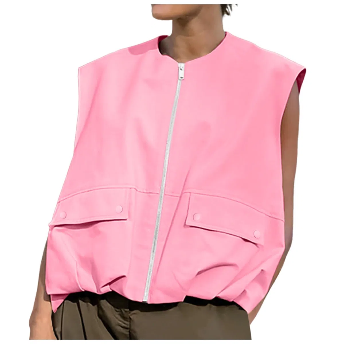 Damen-Westen Sommer Cargo Weste Leichte Sommerwesten Y2k Vingtage Vest Ärmellos Cropped Jacke Mit Taschen und Reißverschluss Herbst Übergangsjacke Outdoor Softshell Damenwesten Jeansweste Übergroße