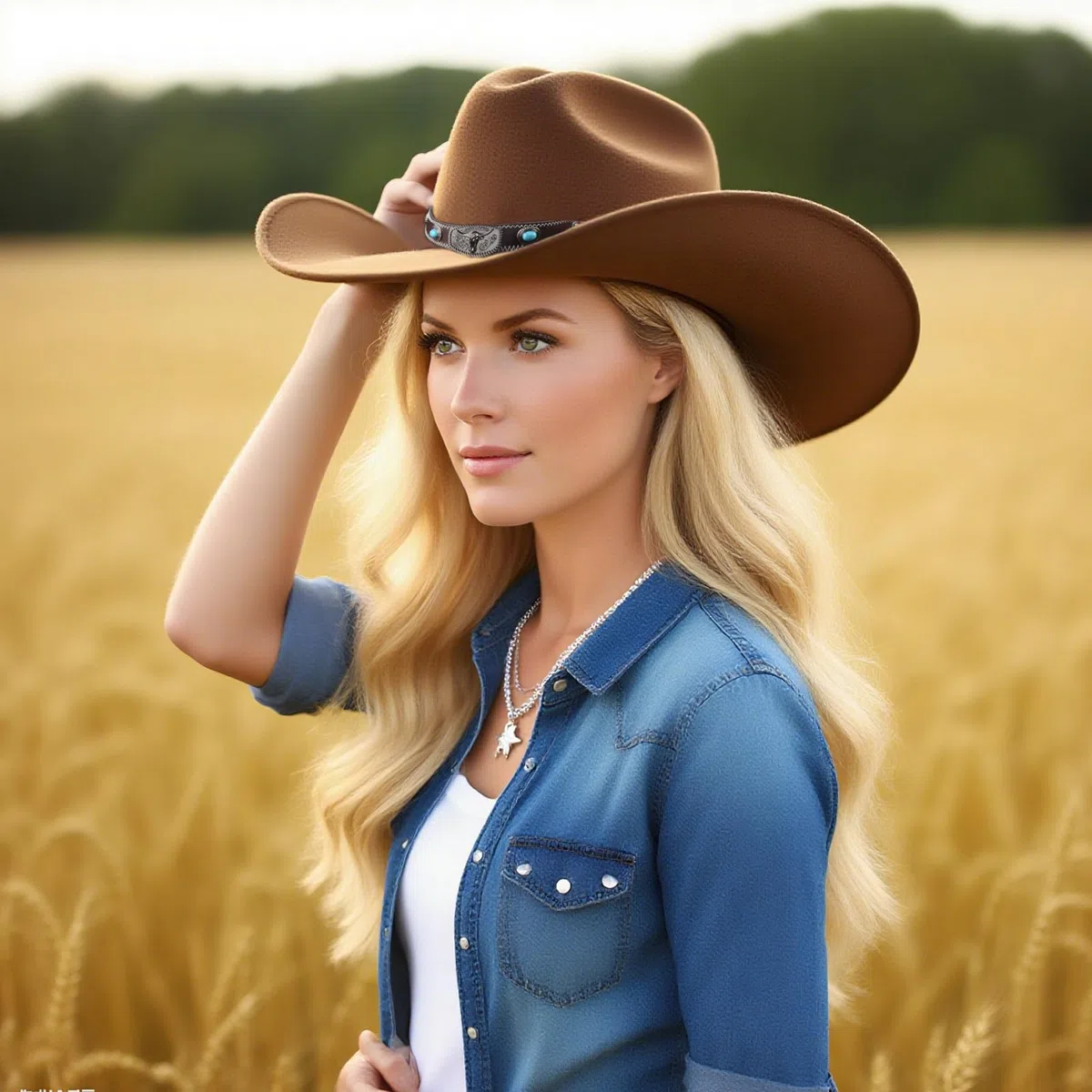 Klassischer Westernhut für Damen und Herren – Einfarbiger Cowboyhut mit Stierkopf-Dekor, Vintage Jazzhut für Erwachsene im Cowgirl- und Western-Stil (Braun B)