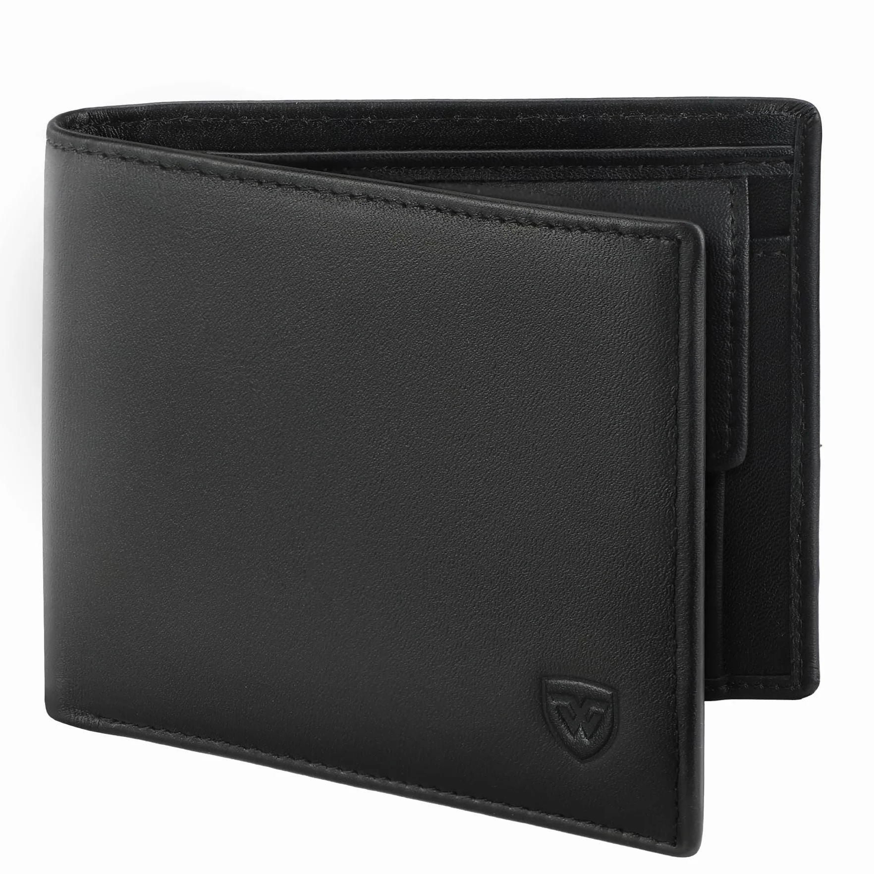 WONSEFOO Geldbörse Herren Leder mit RFID Schutz | Portmonee Slim mit 9 Kartenfächer Wallet Portemonnaie Herren Klein mit Münzfach | Geldbeutel Schwarz