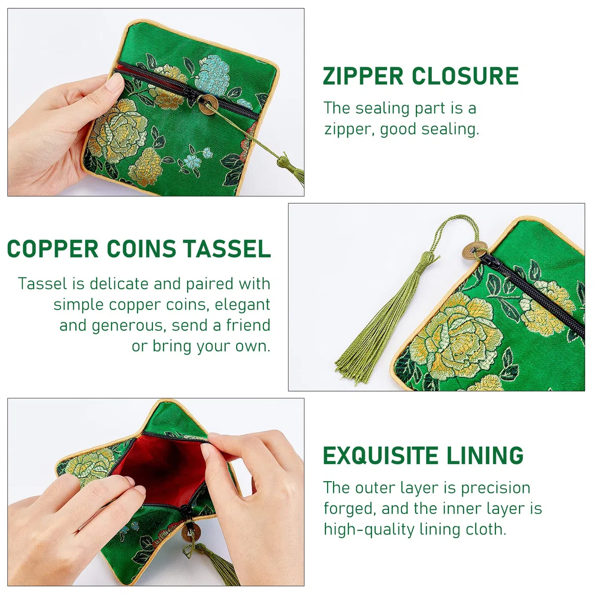 NBEADS 14 Stück Schmuck Seidenbeutel, 14 Farben Chinesische Seidenbrokat Geldbörse Geschenkbeutel Geschenktüten Bestickte Tasche Bestickte Taschen Für Münzen Schmuckaufbewahrung, 11.5x11.5 cm