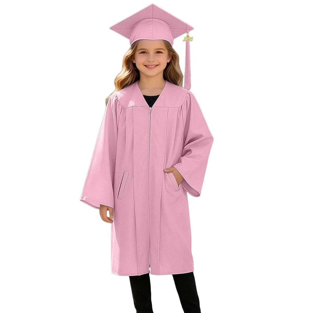 Generisch Kinder Akademischer Abschluss Talar mit Doktorhut und Quaste Kindergarten Abschlusskleid mit Taschen für Vorschule Abschlussfeier Akademischer Bachelor Robe Absolventen Outfits