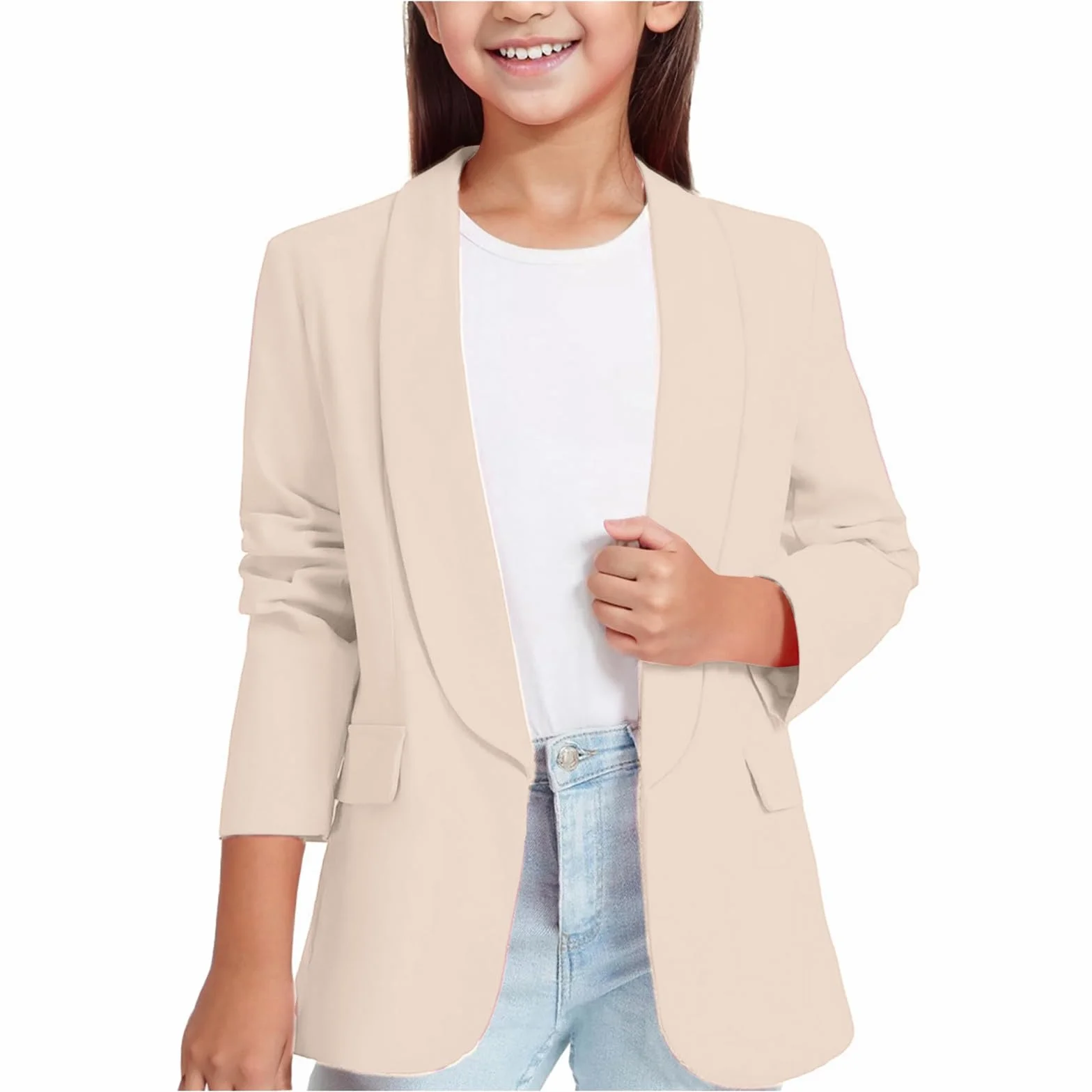 BlazerMädchen Elegant Einfarbig ReversLangarm Anzugjacke Kinder Mädchen Slim Fit Cardigan Sakko Office Casual Büro Blazerjacke FrühlingHerbst Business Anzugjacke Blazermantel