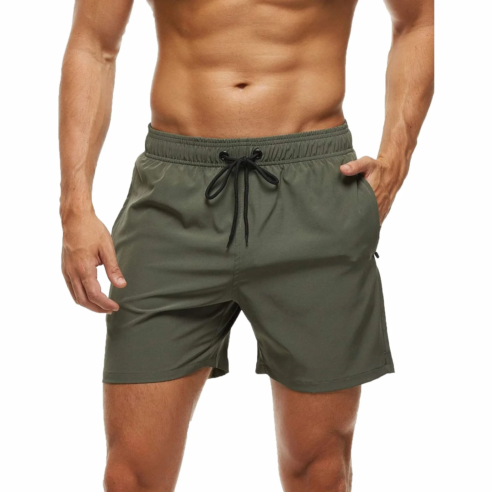 Badehose Herren, Badeshorts mit Reißverschlusstaschen für Herren Schnell Trocknende Wasserabweisend Herren Badehose mit Tunnelzug Meshfutter Schwimmhose Männer