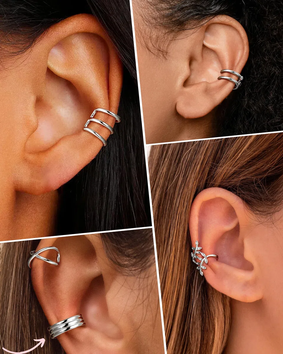 ORAZIO 20/25Pcs Ear Cuff Set Damen Ohrmanschette Ohrringe Earcuffs Set Helix Knorpel Ohrmanschette Ohne Ohrloch Wickelohrring Fakepircings Ohr Cuffs Ohrklemme