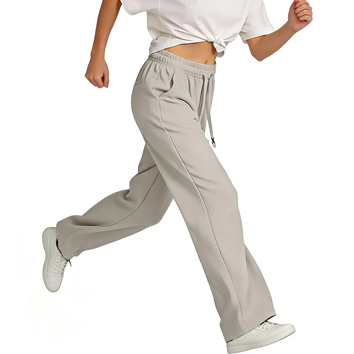 Sommerhose Damen Leicht Stretch Chino Jogginghose Lang Mit Taschen 2026 Elastische Hohe Taille Golfhose Sommerhosen Weites Bein Freizeithose Elegant Lockere Korde Luftige Chinohose