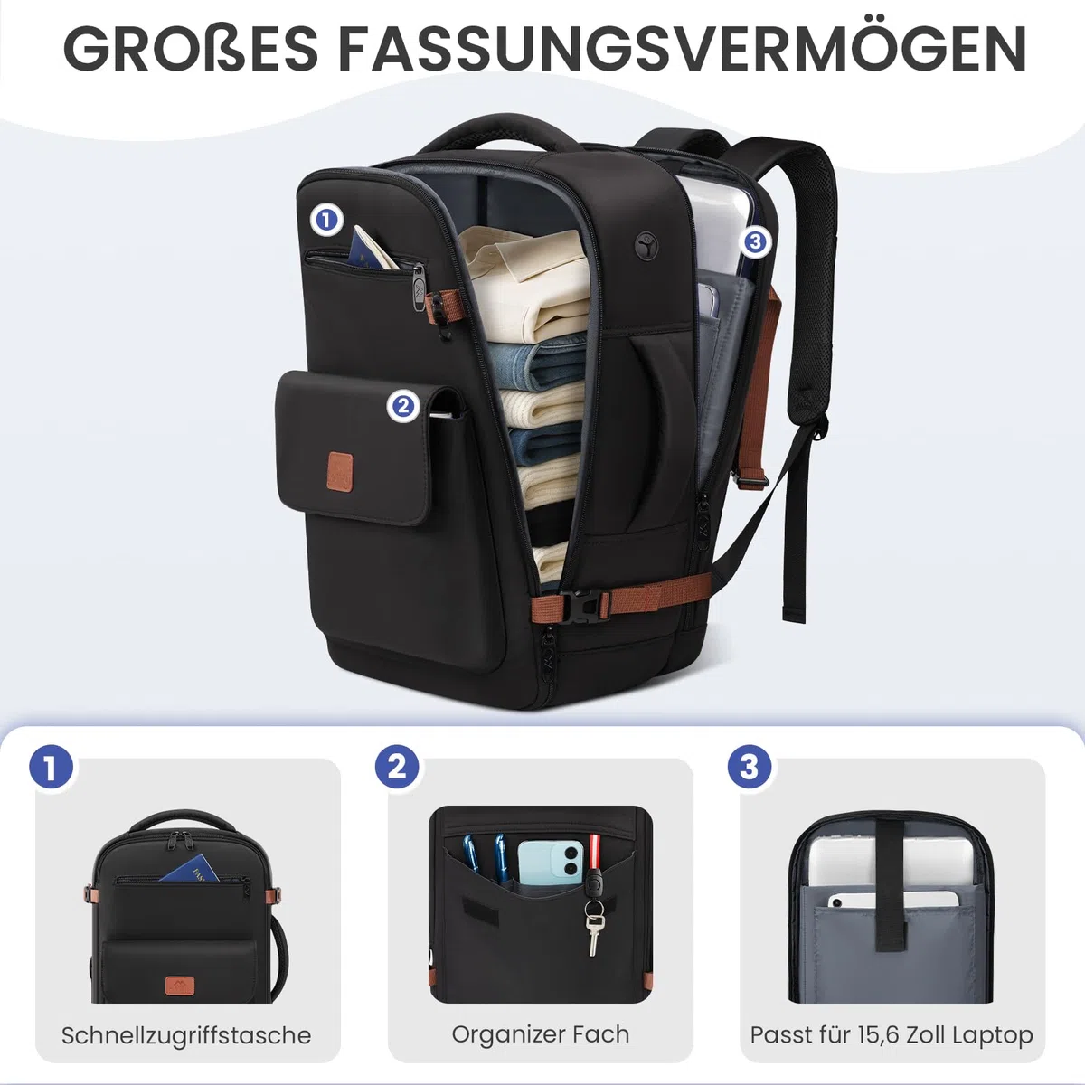 MATEIN Ryanair Handgepäck 40x30x20 mit Nassfach, Rucksack Handgepäck Flugzeug mit Laptopfach, Ryanair Rucksack 40x30x20 Klein 24L Reiserucksack für Damen Herren, Travel Backpack für Flugzeug, Schwarz