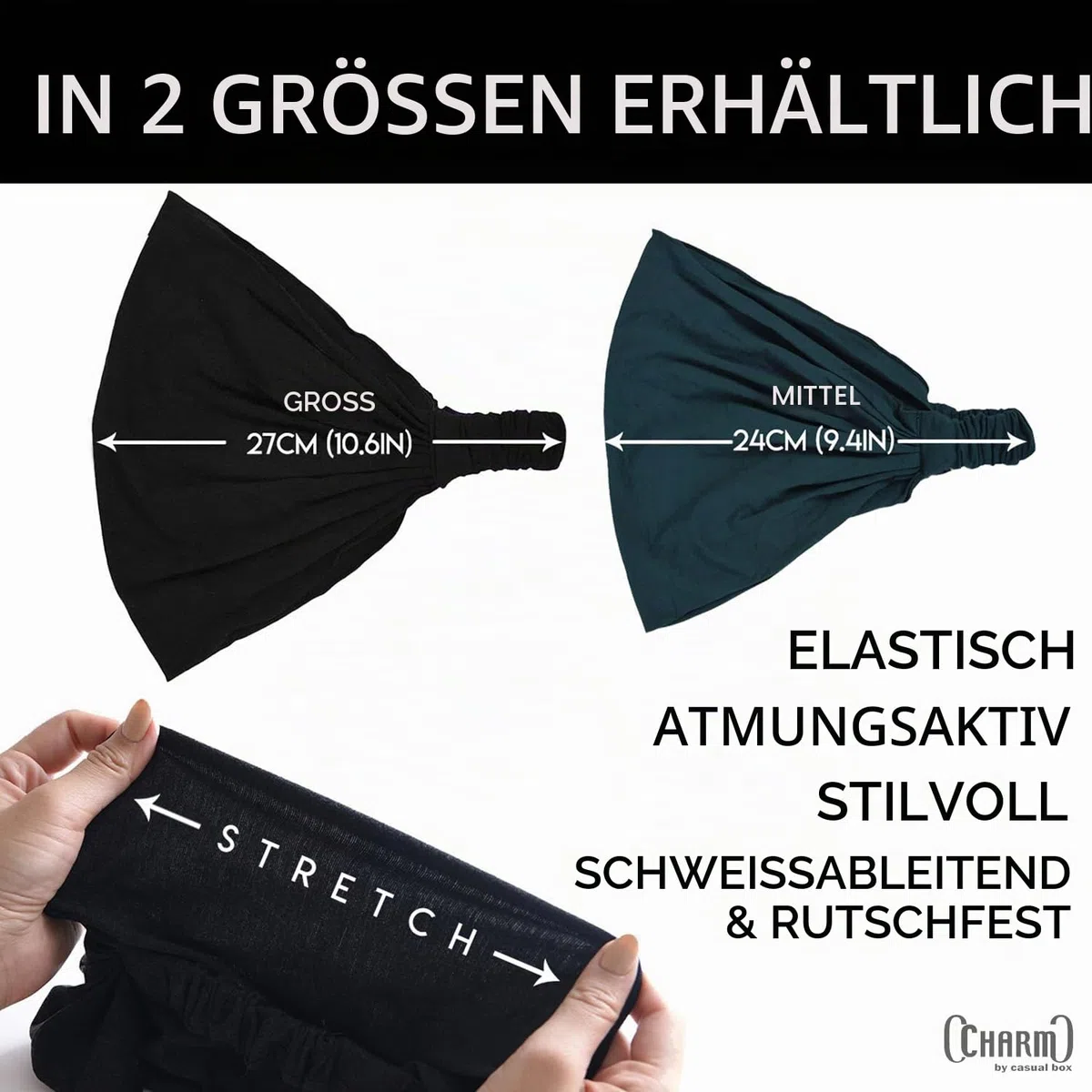 CHARM Stirnband Herren Bandana Damen - Kopftuch Herren Hair Band Men Headband Damen Piraten Haarband Männer Sport