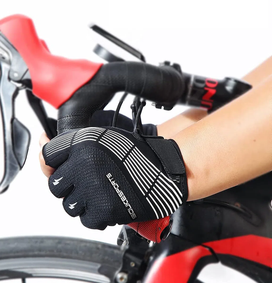 Souke Sports Fahrradhandschuhe Halbfinger Herren Damen Gel Stoßdämpfung Fitness Handschuhe Atmungsaktiv Anti-Rutsch Radhandschuhe