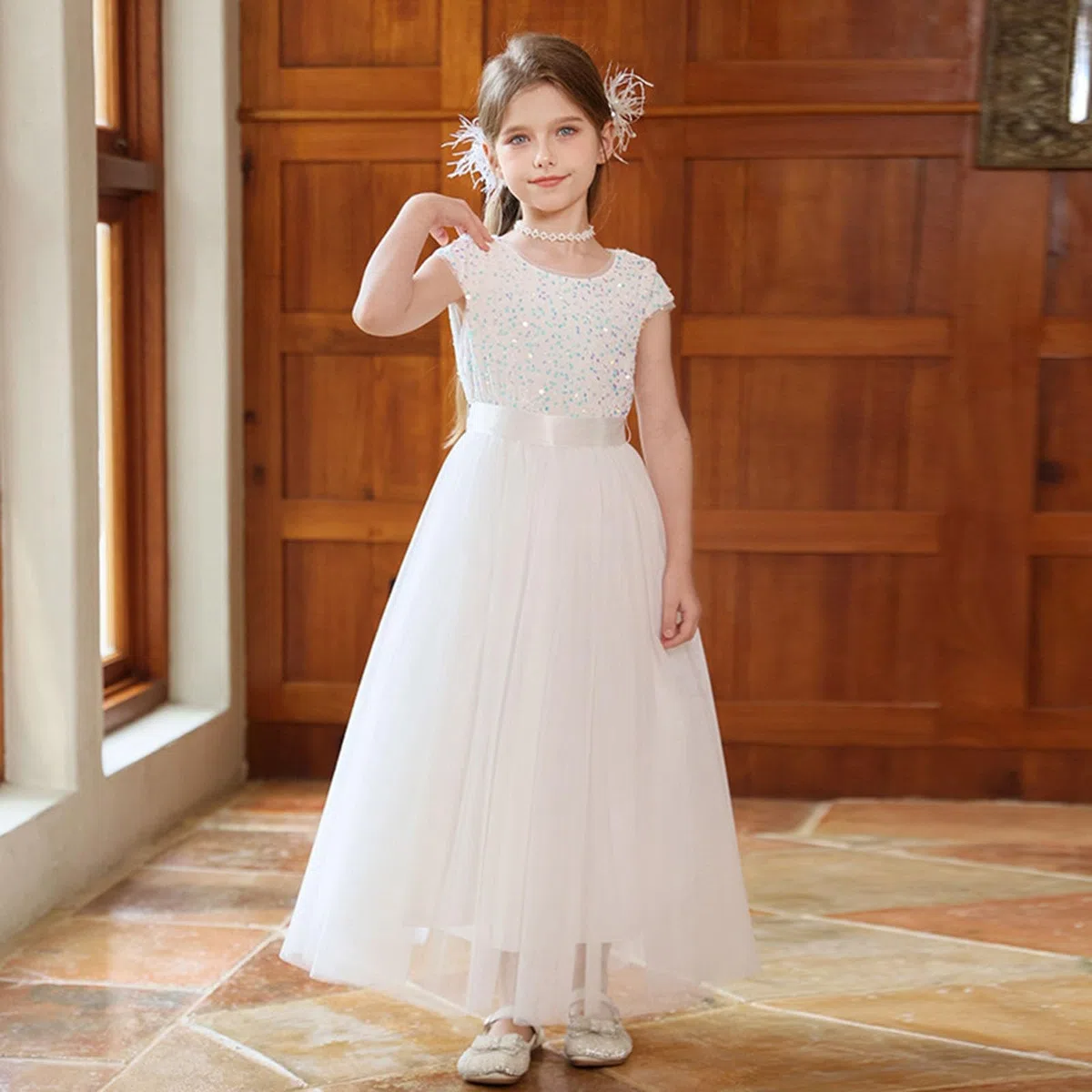 Elegantes Mädchen-Abendkleid Tutu-Kleid mit Rock Schärpe