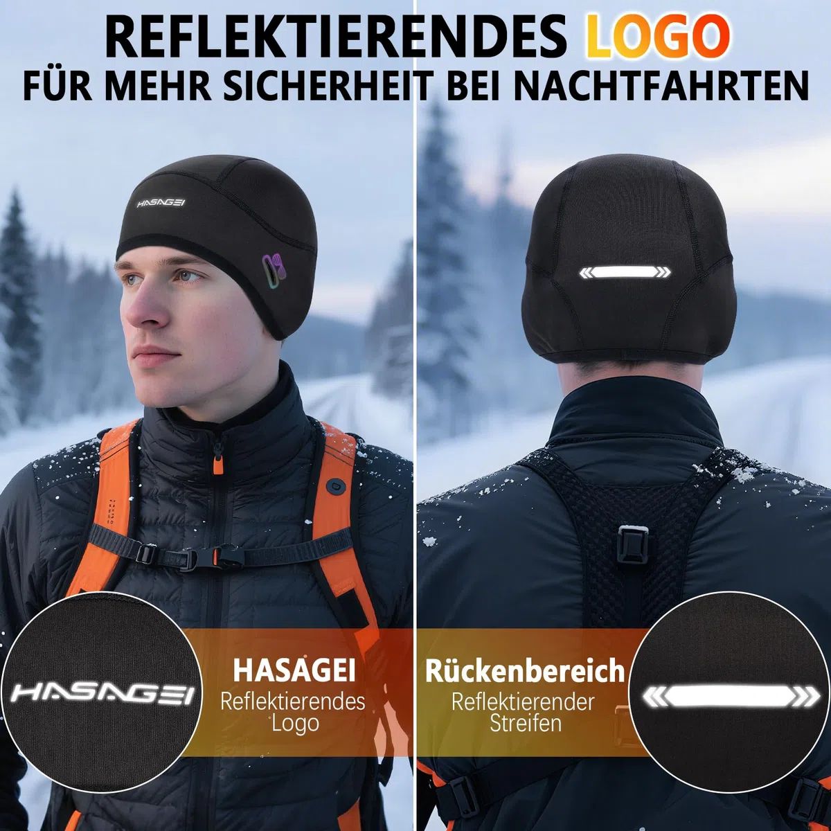HASAGEI Fahrrad Mütze Winddicht Bike Warm Cap Helm-Unterziehmütze für Herren Damen Thermal Atmungsaktive Motorradfahren Radsport-mützen Kletterhelm Skull Cap