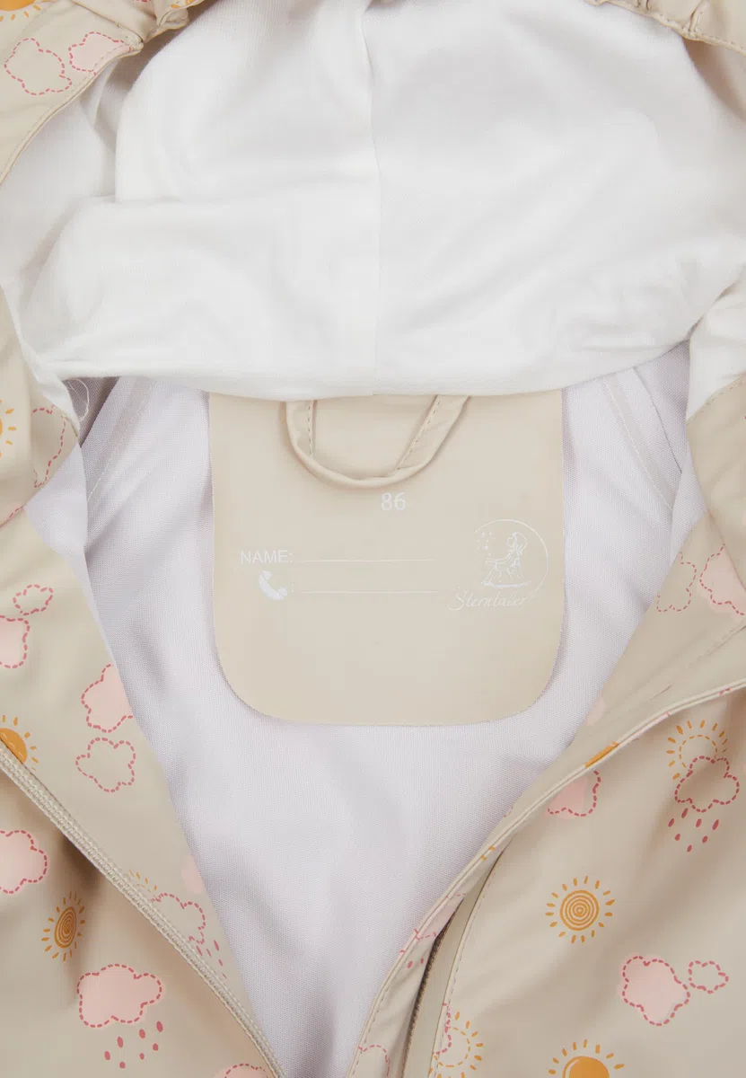 Sterntaler Regenjacke ungefüttert Wolken - Kinder Regenjacke wasserdicht - Mädchen Jacke mit verschweißten Nähten Kapuze und reflektierenden Details - robuste Regenbekleidung
