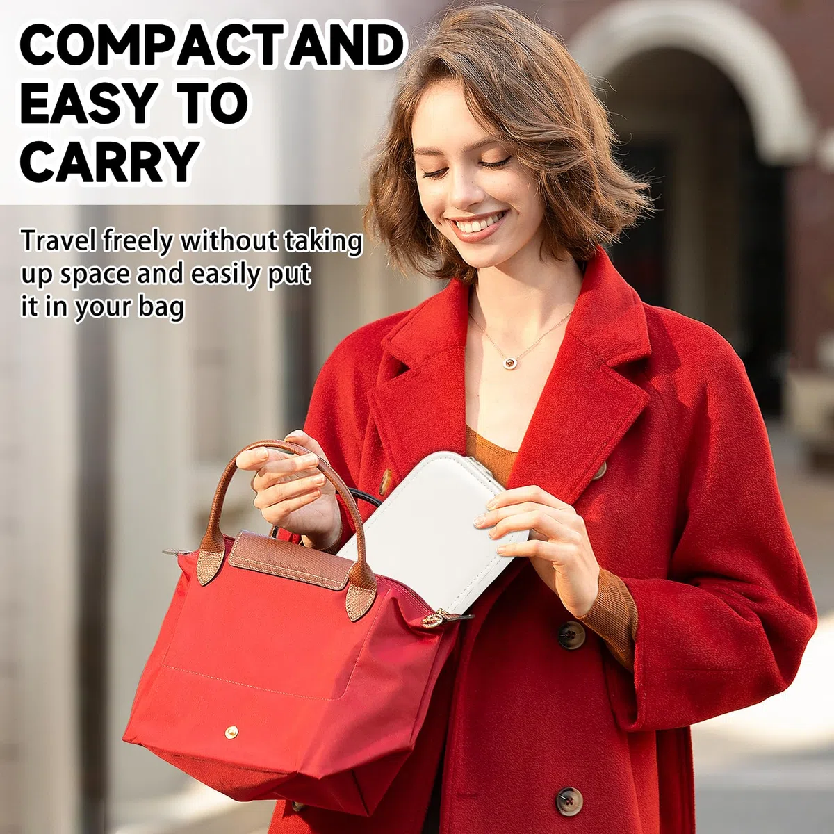 Kosmetiktasche mit Beleuchtetem Spiegel, 3 Farben LED Make Up Tasche, Schminktasche mit Spiegel und Licht, Travel Makeup Bag, Reise Kosmetikkoffer,Tragbare Schminktasche Geschenk für Frauen(Weiß)