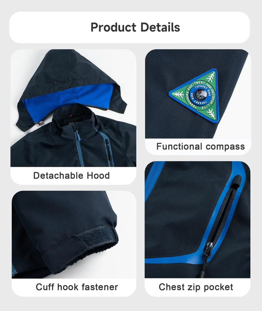 YoungSoul Kinder wasserdichte Regenjacke mit Abnehmbarer Kapuze