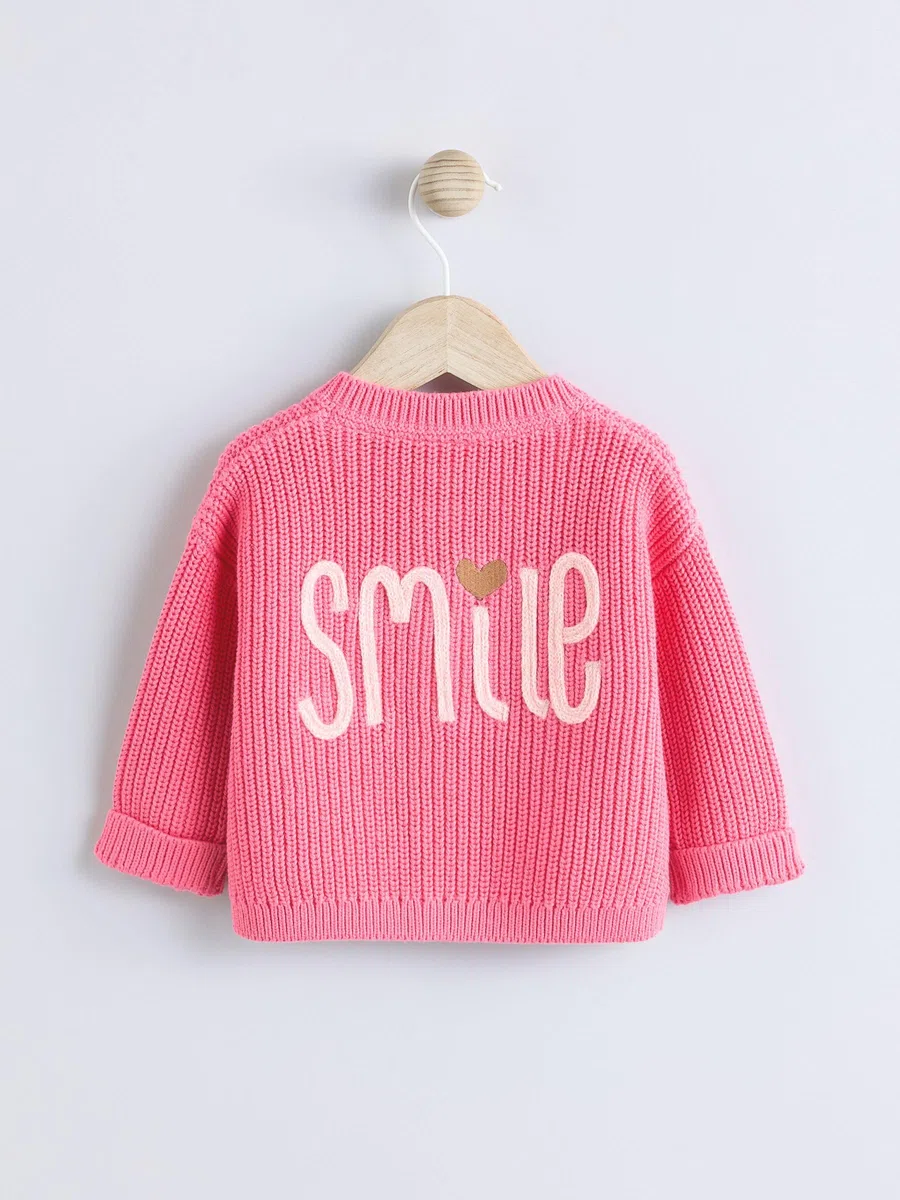NEXT Baby Mädchen Standard Strickjacke mit Knopfverschluss Smile