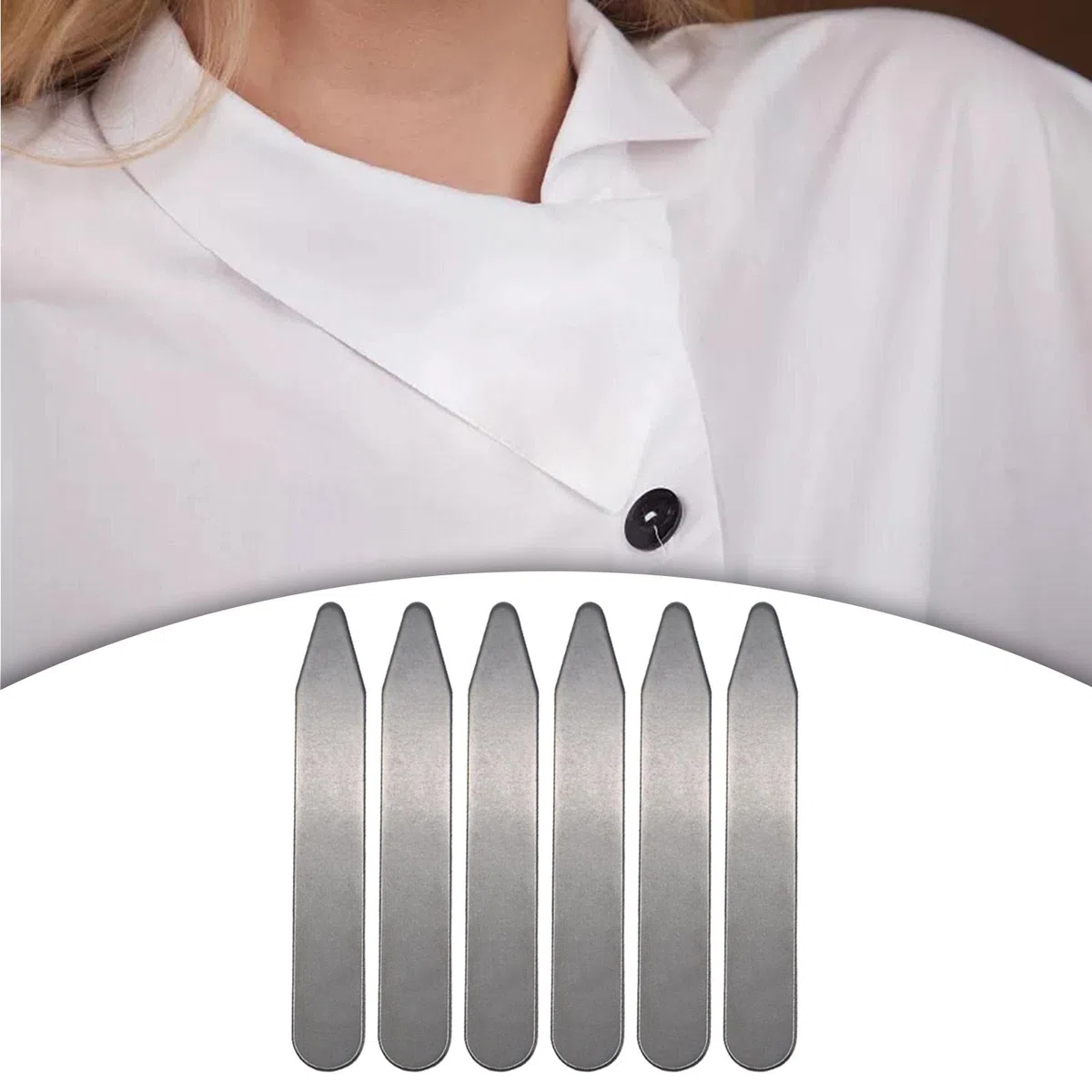 6 Stück Kragenstäbchen Hemdkragen Verstärker Metall Edelstahl Magnetisch Stabil Abgerundet für Anzugträger Offizielle Termine, 70 mm x 10 mm x 0,8 mm