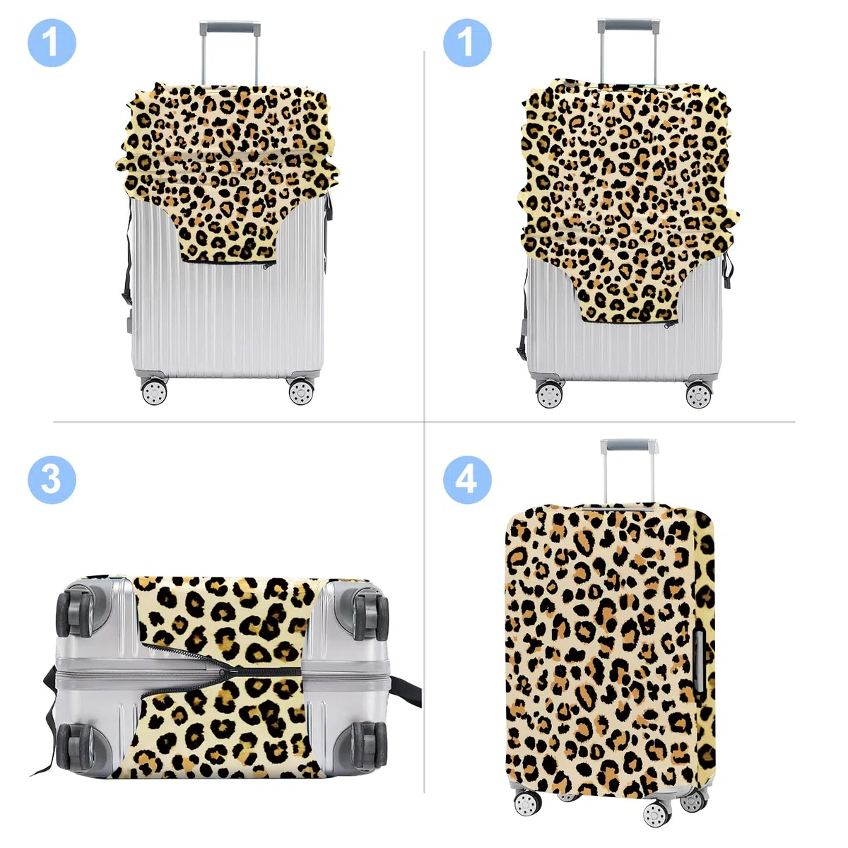CRYSLOVE Kofferhülle Schutz,Elastische Waschbare Kofferschutzhülle Passend für 18-32 Zoll,Staubdicht Kratzfest Kofferüberzug für Reisen (Leopard Muster, L (28-30 Zoll))