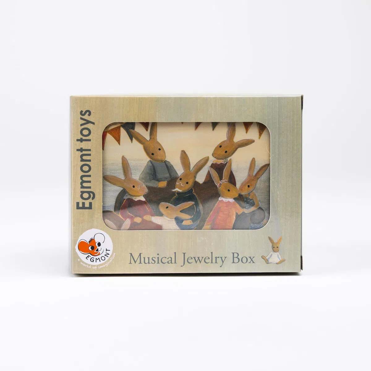 Egmont Toys Musikalische Schmuckdose – Schmuckkästchen Handkurbel-Spieluhr „Ballerina“ in 6 Designs Spiegel & Stauraum, ideal Geschenk ab 3 Jahren (Häschen)