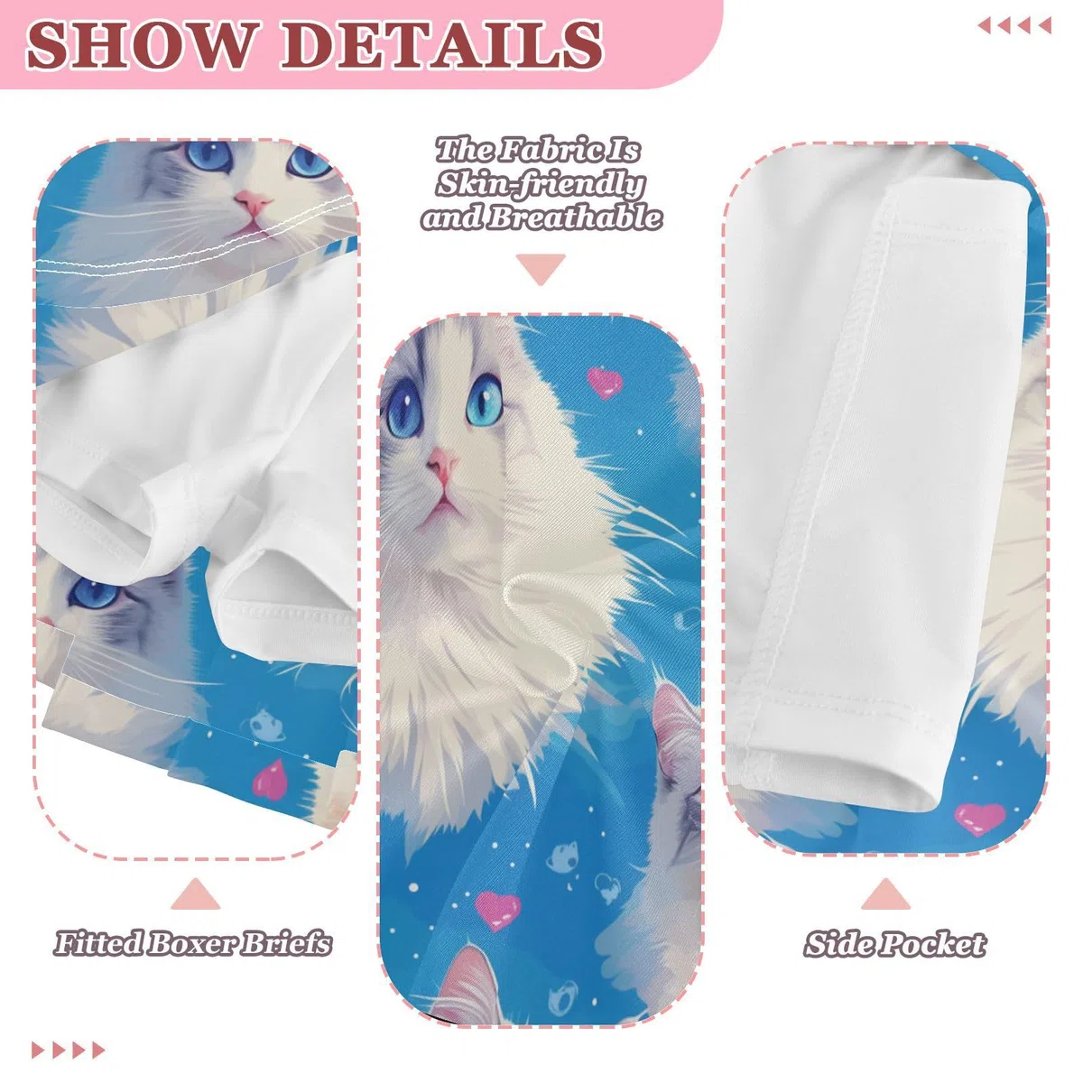 Tennisrock mit niedlichem Katzengesicht, für Mädchen, mit integrierten Shorts, Faltenrock für kleine Mädchen und Jugendliche, Blau