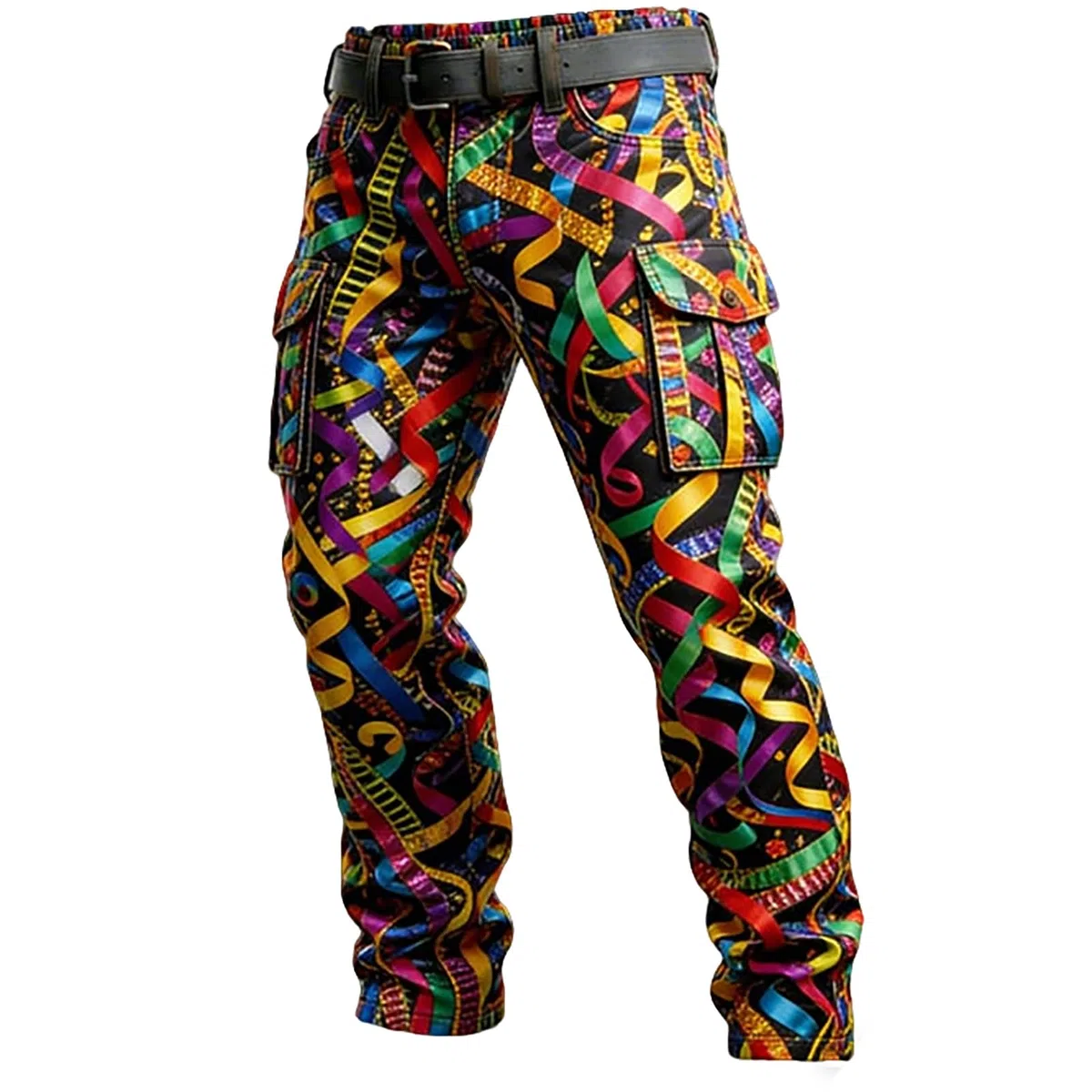 Generisch Cargohose Herren Jogginghose Herren Karneval Kostüm Festlich Clubwear Lustig Regenbogen Print Sporthose 3D Druck Hose Coole Streetwear Hippie Haremshosen Bunt Clown Outfit Freizeithose